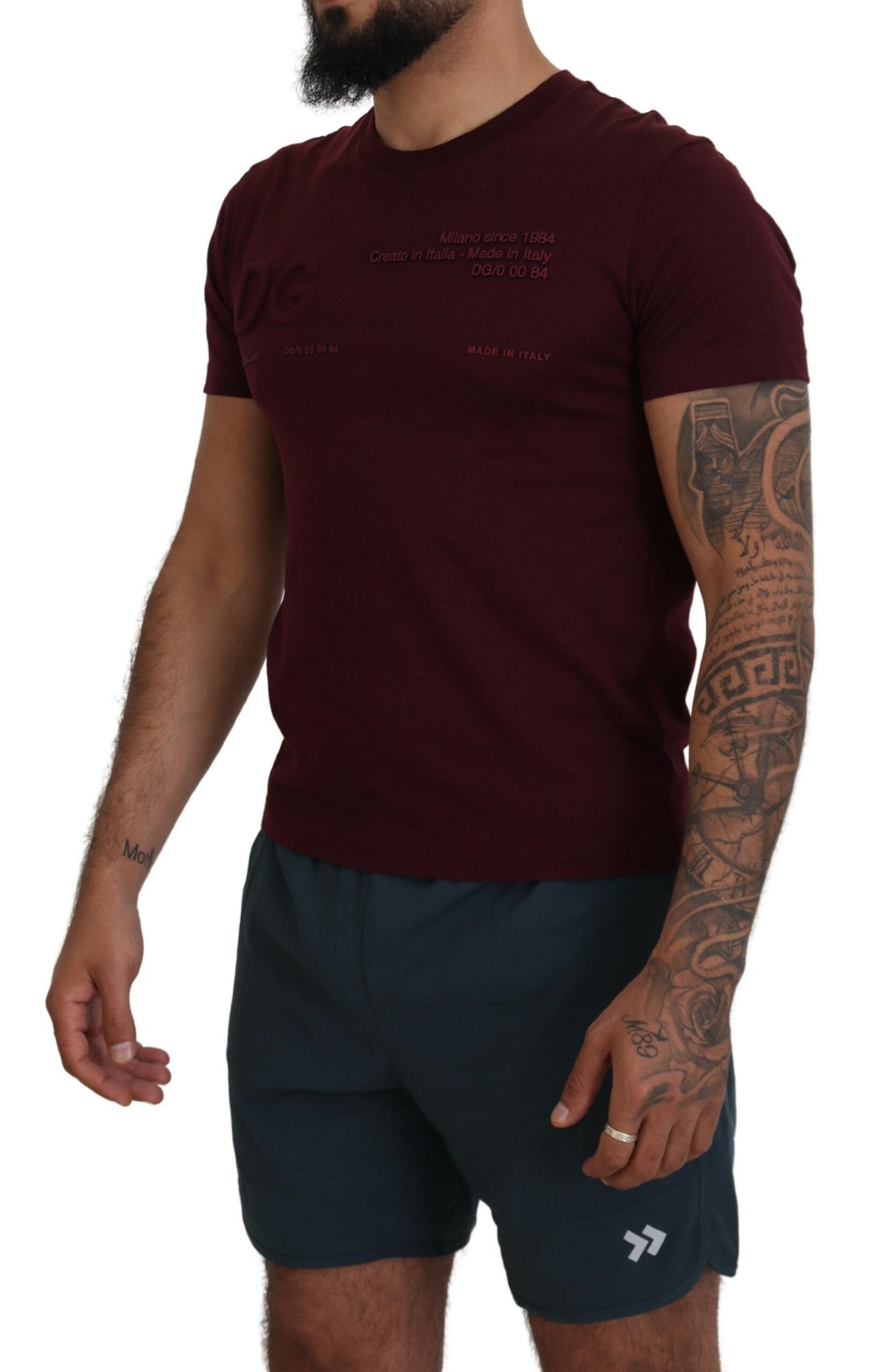 T-shirt décontracté à col rond bordeaux élégant Dolce & Gabbana