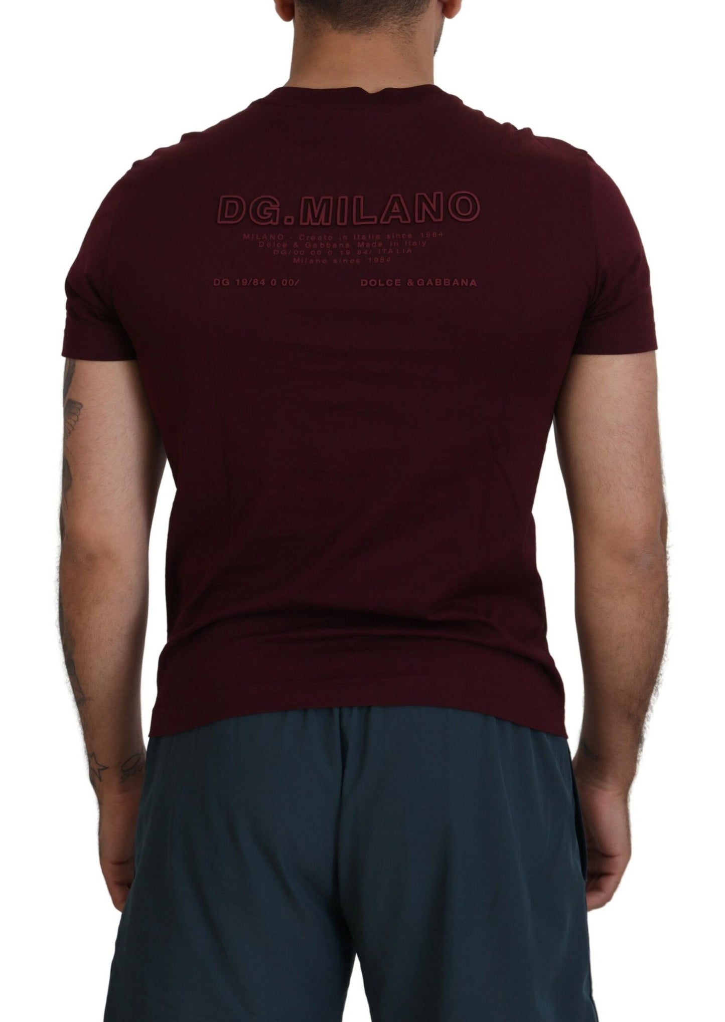 T-shirt décontracté à col rond bordeaux élégant Dolce & Gabbana