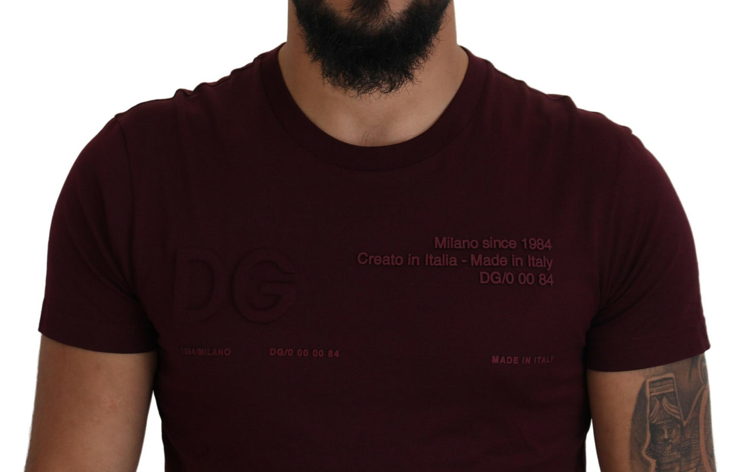 T-shirt décontracté à col rond bordeaux élégant Dolce & Gabbana