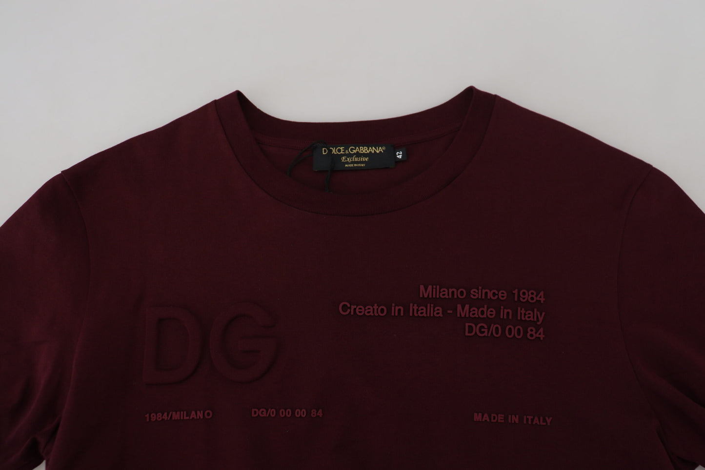 T-shirt décontracté à col rond bordeaux élégant Dolce & Gabbana