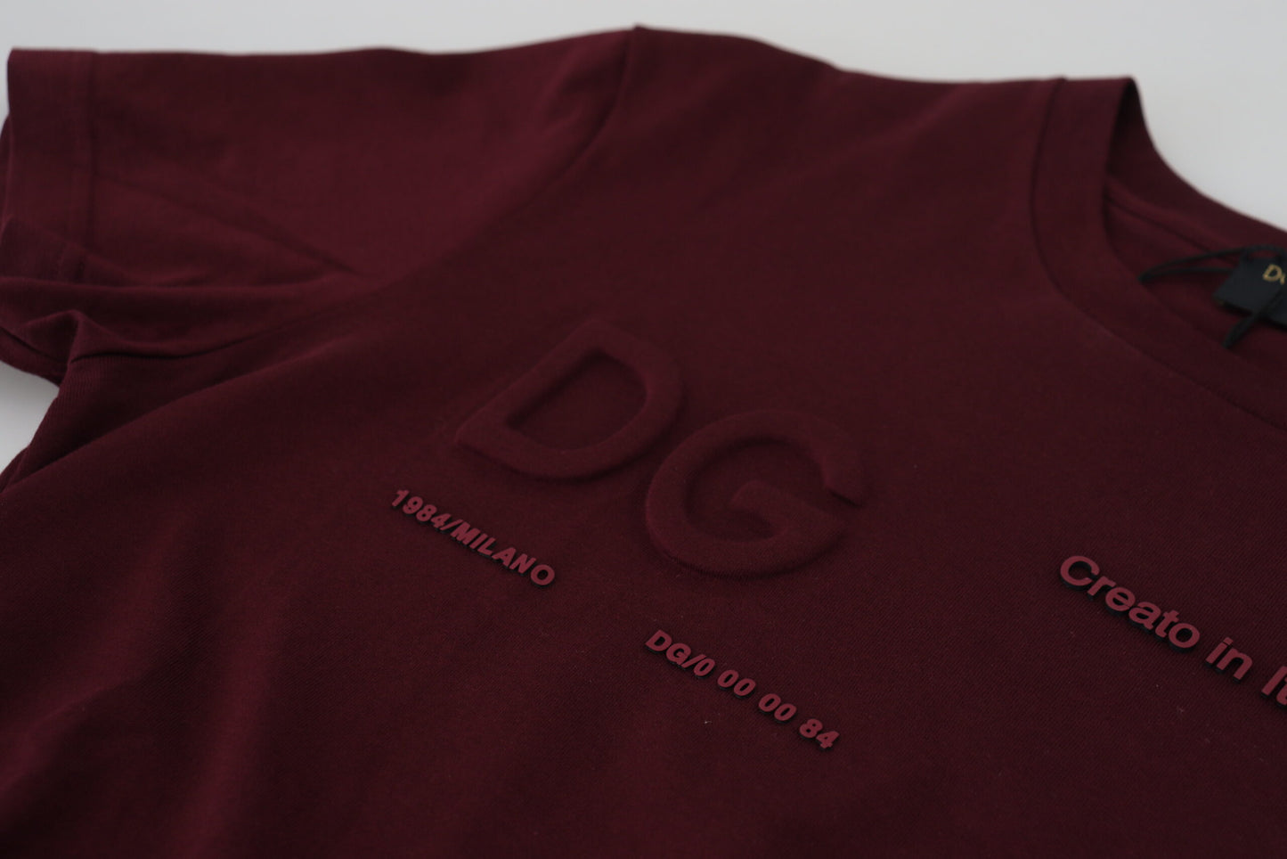 T-shirt décontracté à col rond bordeaux élégant Dolce & Gabbana