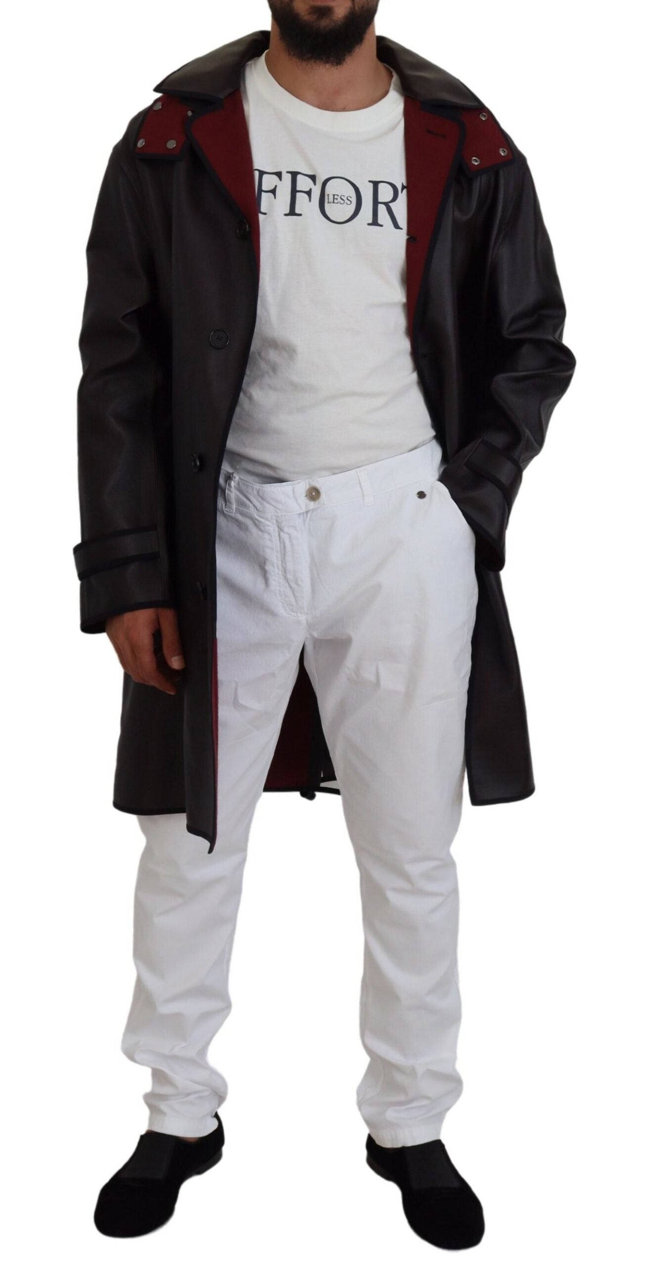 Parka à capuche élégante Dolce & Gabbana en noir et bordeaux