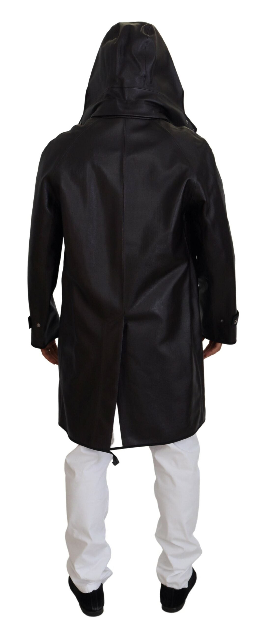 Parka à capuche élégante Dolce & Gabbana en noir et bordeaux