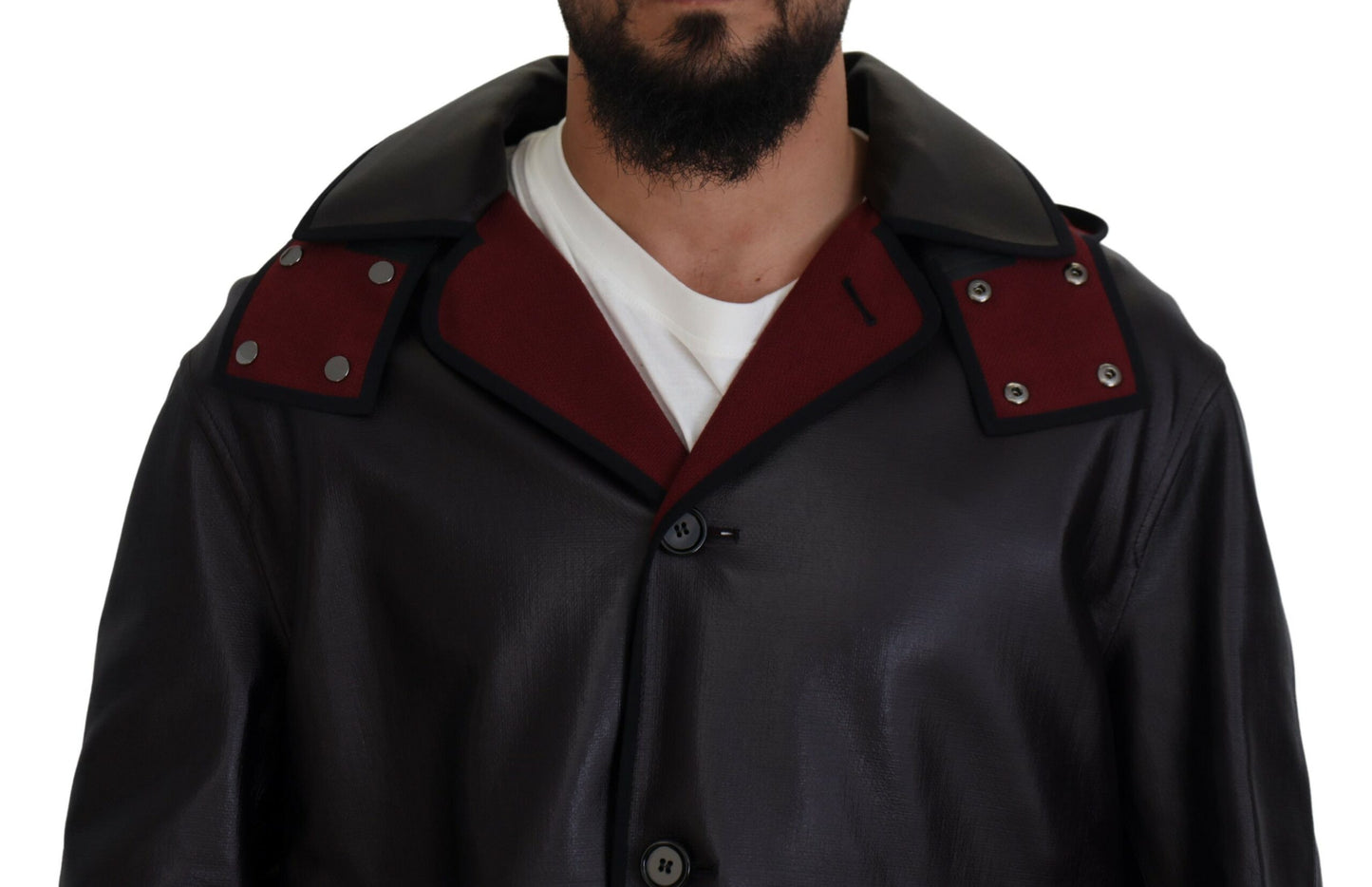Parka à capuche élégante Dolce & Gabbana en noir et bordeaux