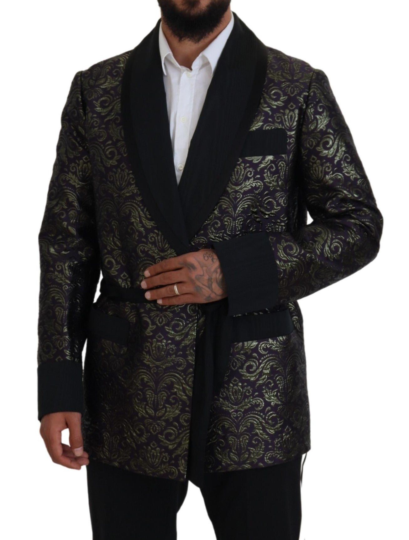 Veste-robe en jacquard doré Dolce & Gabbana