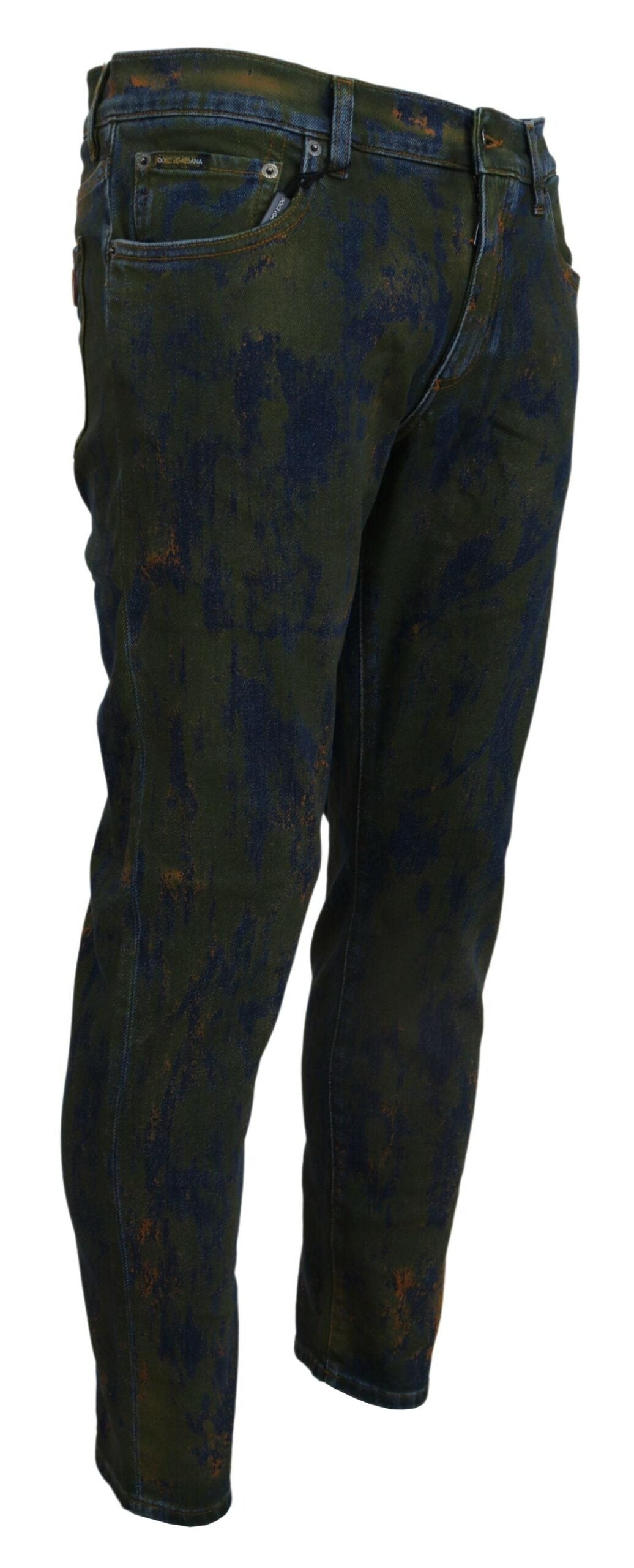 Jean slim chic Dolce & Gabbana en denim délavé vert