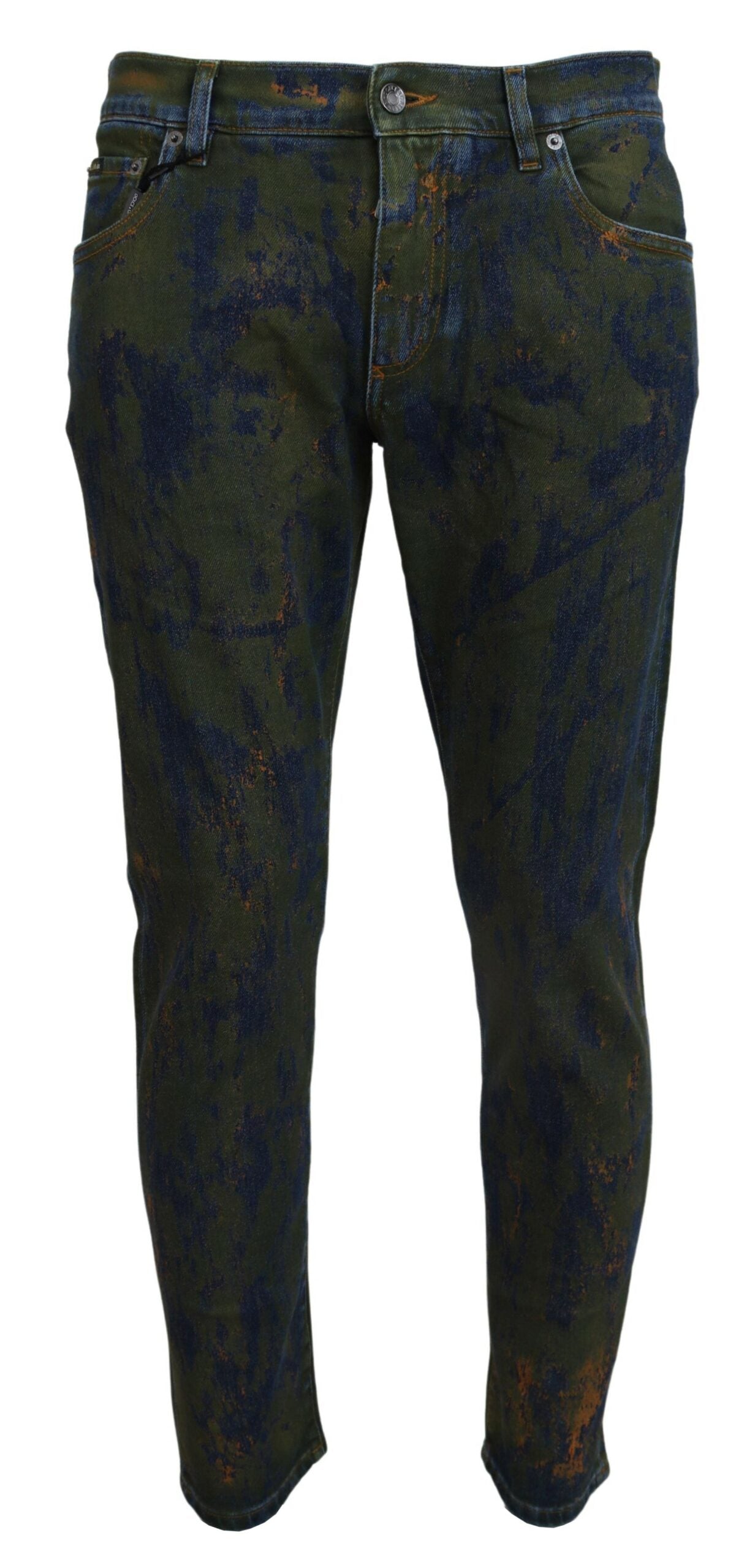 Jean slim chic Dolce & Gabbana en denim délavé vert