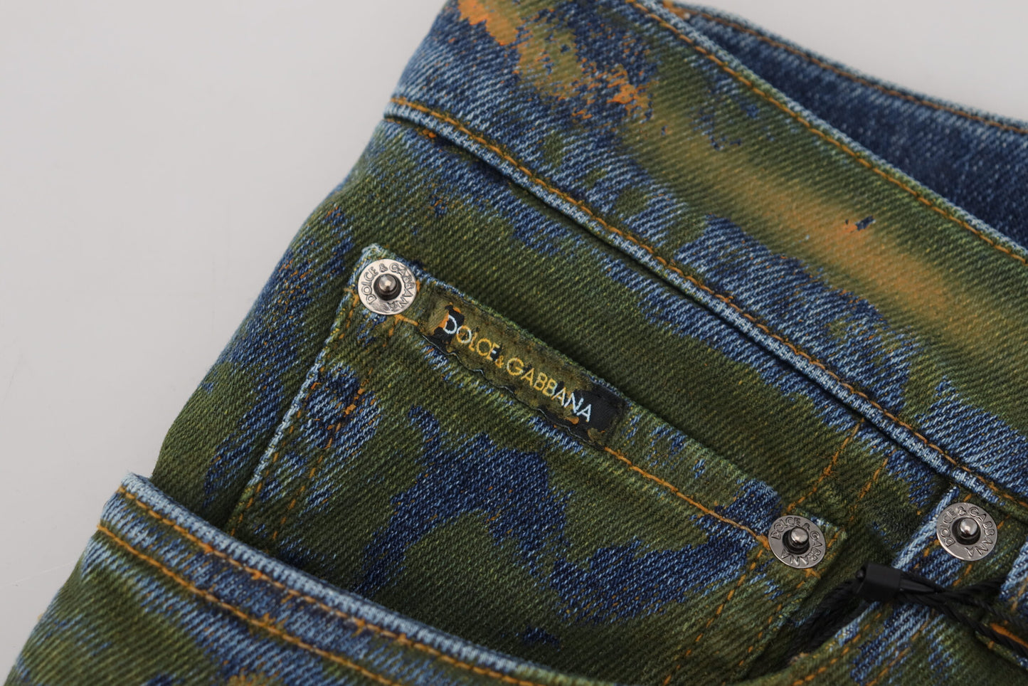 Jean slim chic Dolce & Gabbana en denim délavé vert