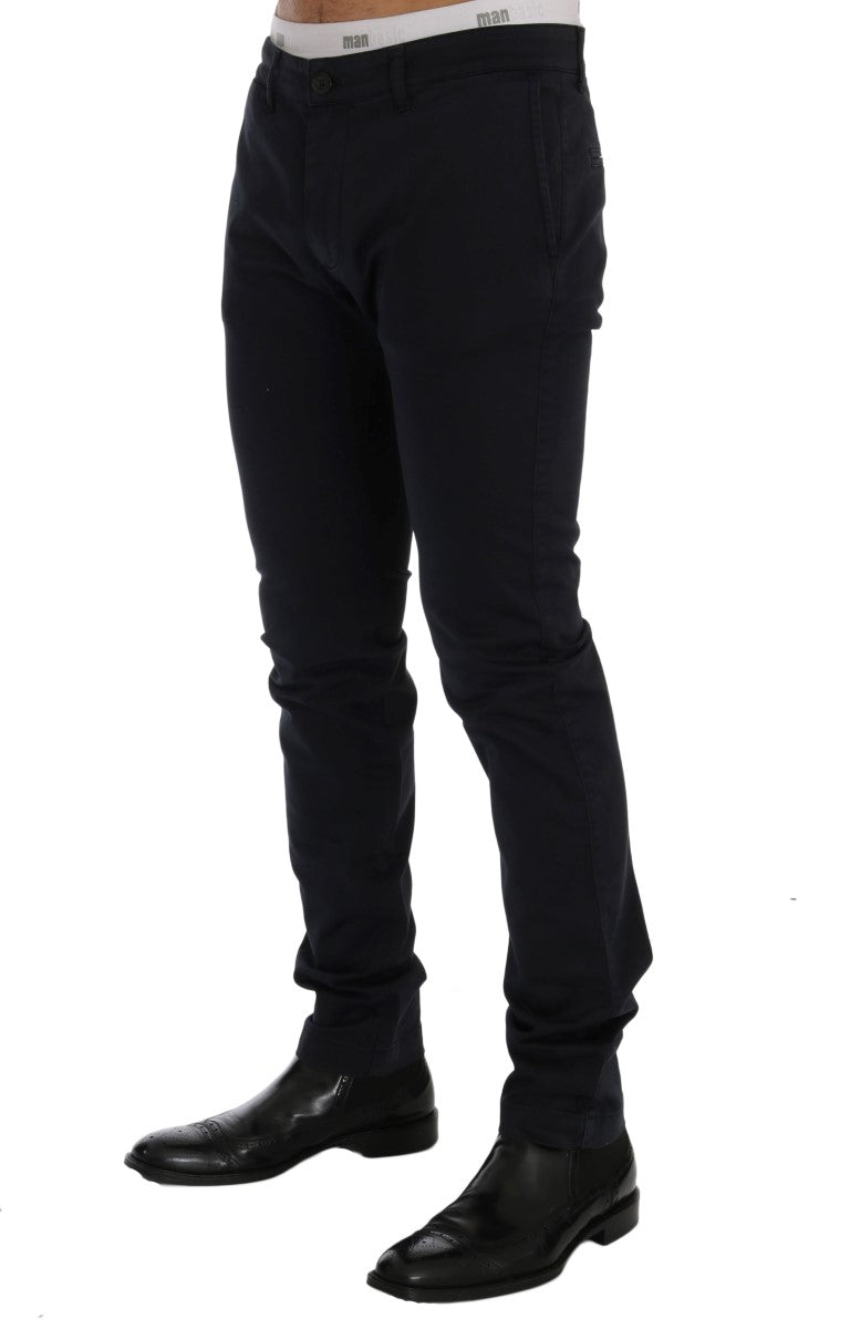 Pantalon slim bleu en coton stretch GF Ferre Chic