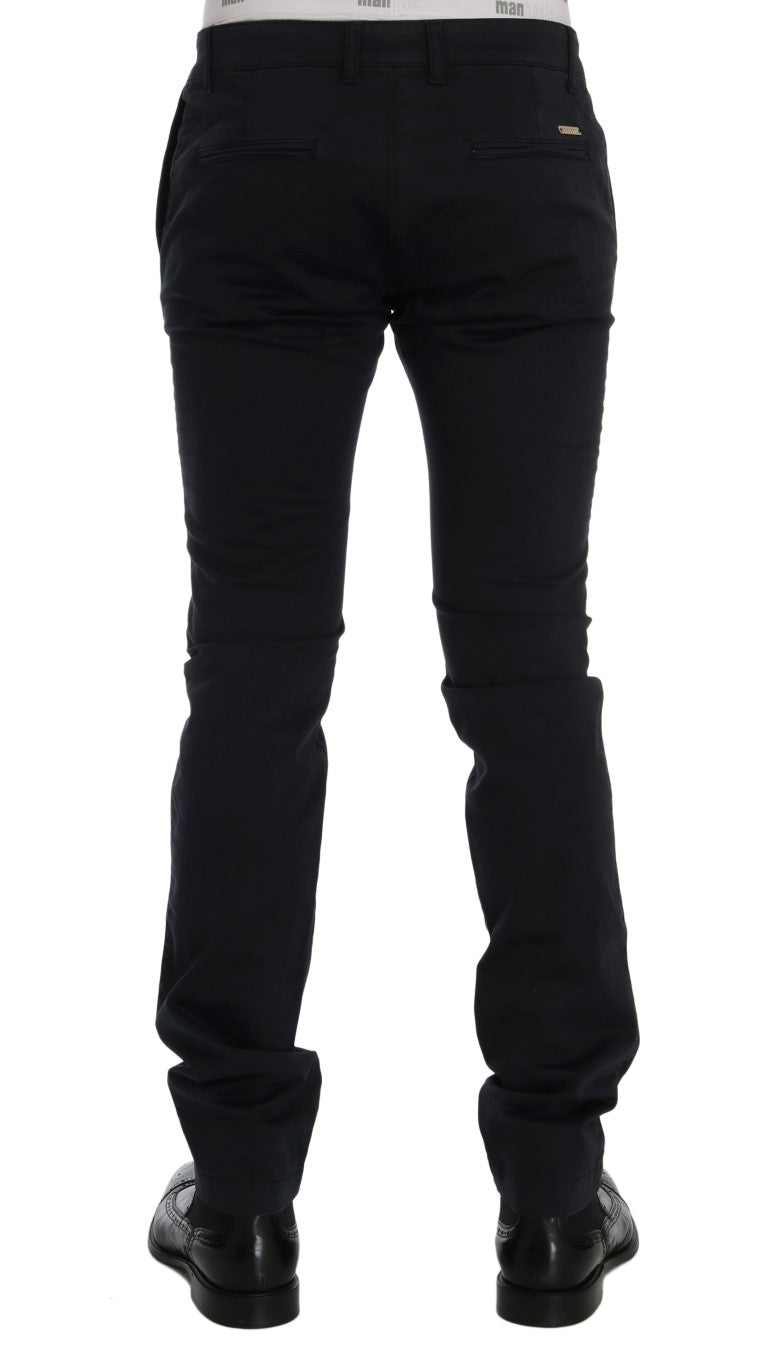 Pantalon slim bleu en coton stretch GF Ferre Chic