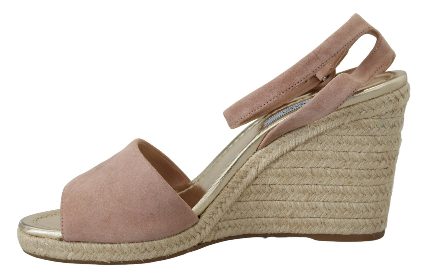 Sandales compensées élégantes en daim à bride à la cheville Prada