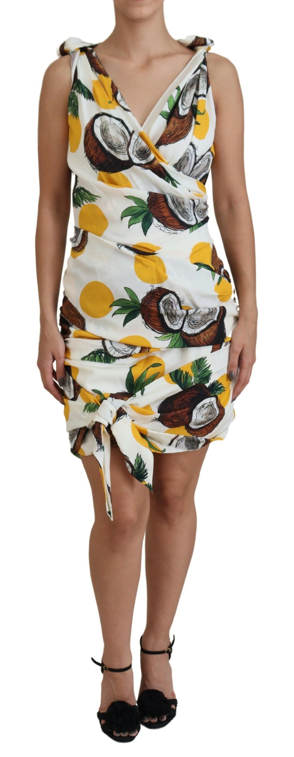 Dolce & Gabbana White Coconut Print Sheath Mini Silk Dress by Dolce & Gabbana