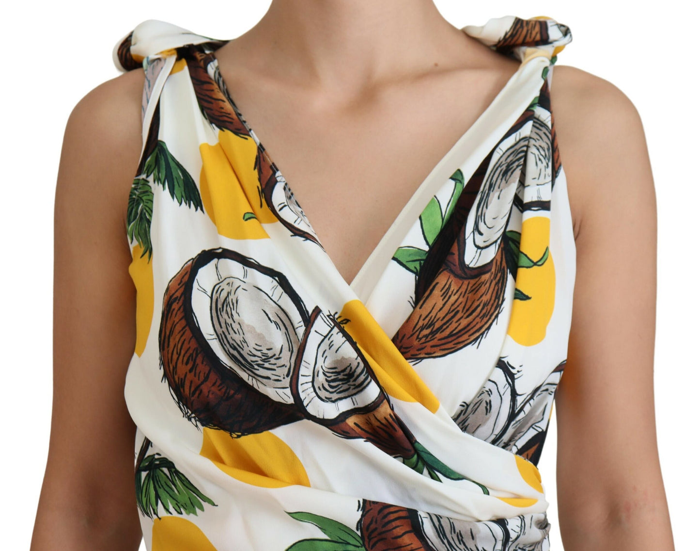 Dolce & Gabbana White Coconut Print Sheath Mini Silk Dress by Dolce & Gabbana