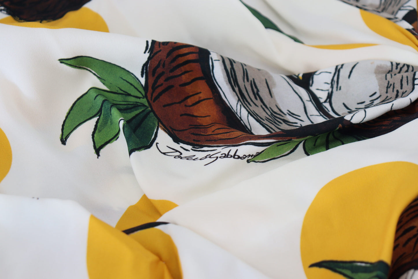 Dolce & Gabbana White Coconut Print Sheath Mini Silk Dress by Dolce & Gabbana