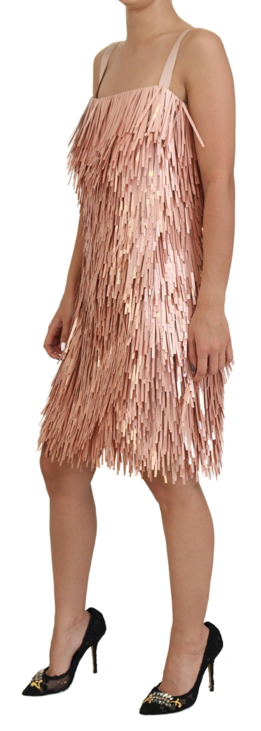Dolce & Gabbana Pink Tinsel Sleeveless Shift A-line Dress by Dolce & Gabbana