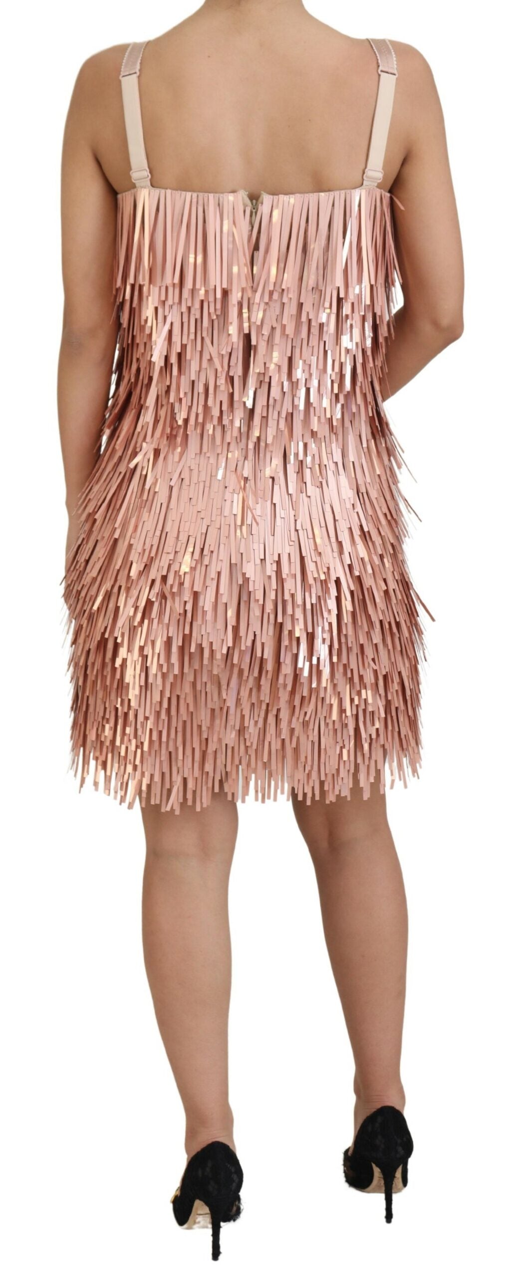 Dolce & Gabbana Pink Tinsel Sleeveless Shift A-line Dress by Dolce & Gabbana