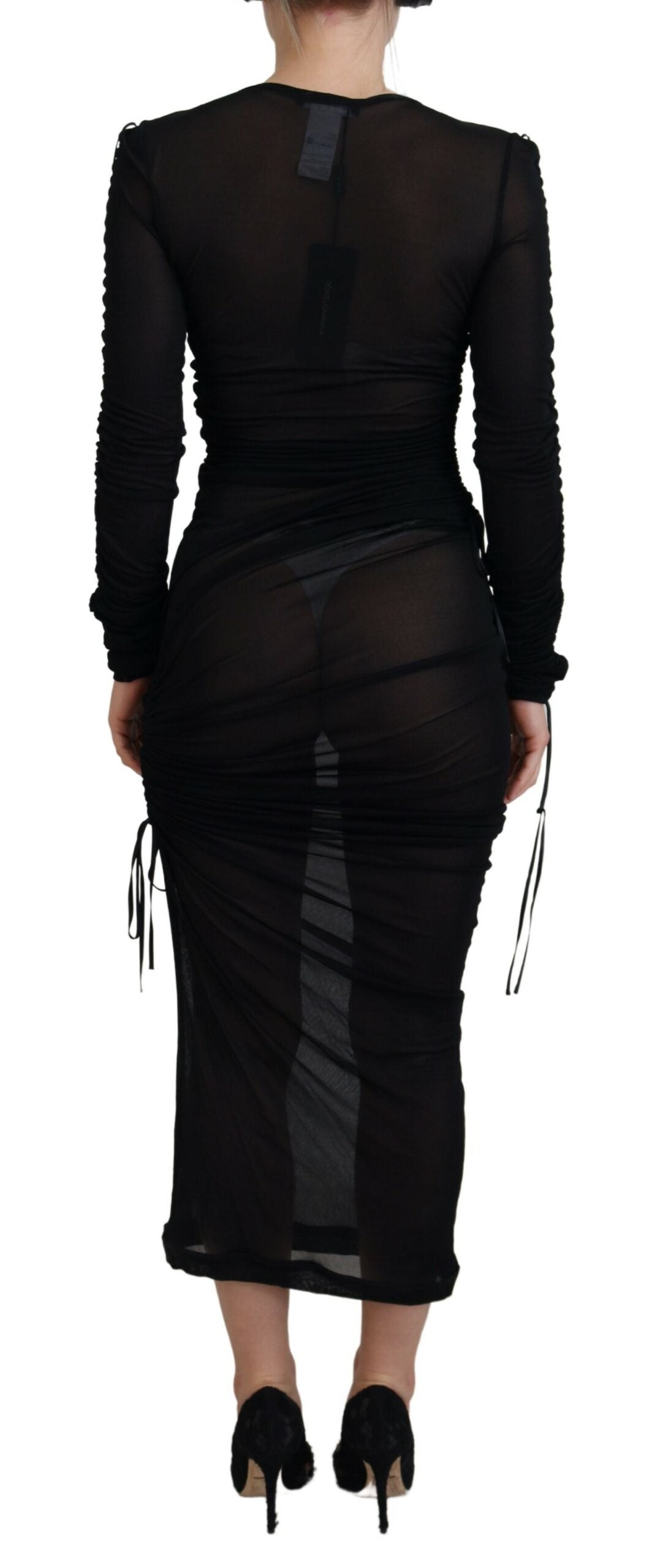 Dolce & Gabbana Black Viscose Bodycon Sheath Midi Dress by Dolce & Gabbana