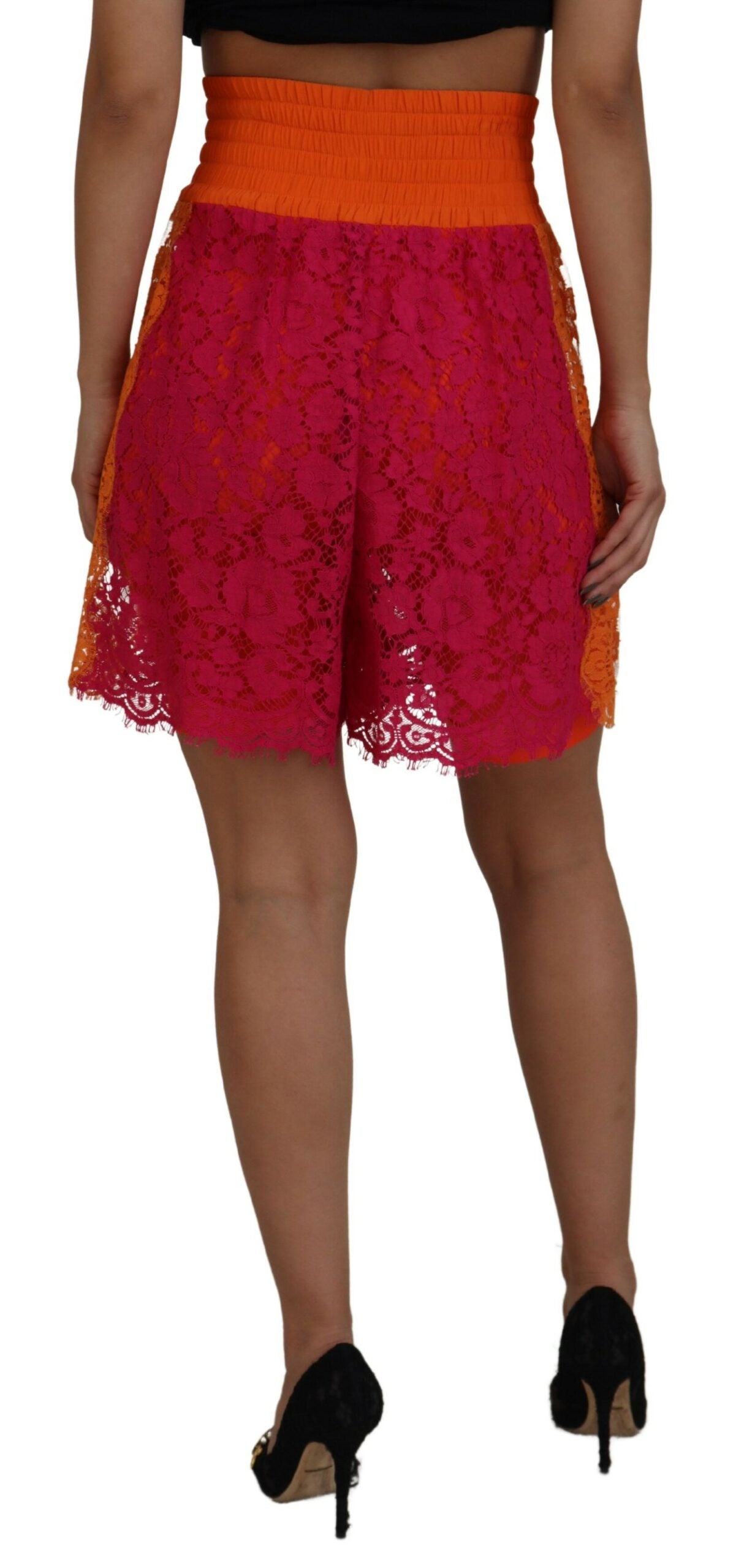 Short taille haute élégant en dentelle bicolore Dolce & Gabbana