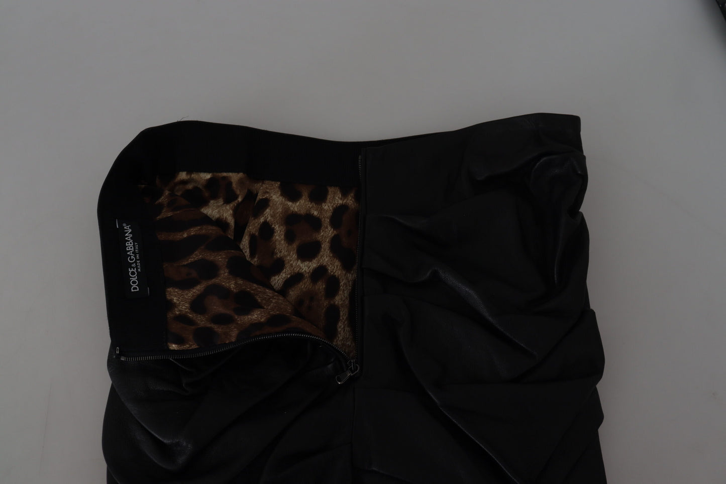 Mini-jupe trapèze taille haute en cuir Dolce & Gabbana Chic