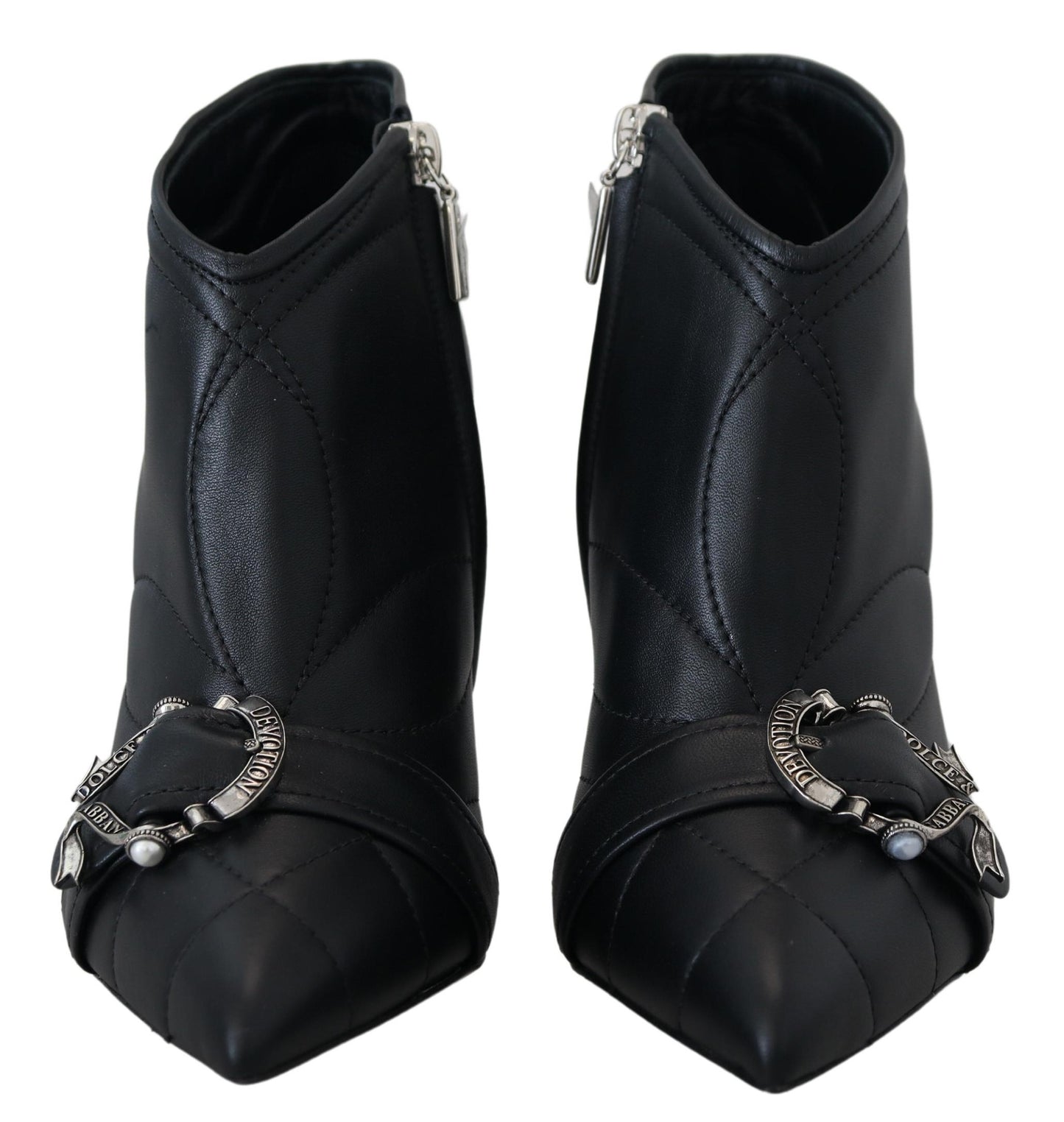 Bottines élégantes en cuir matelassé noir Dolce & Gabbana