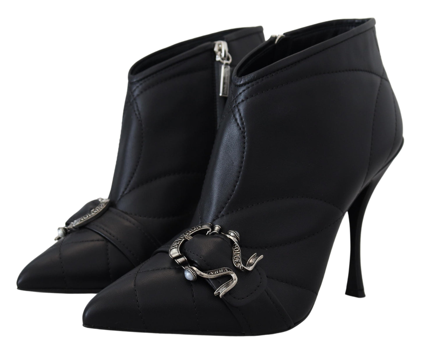 Bottines élégantes en cuir matelassé noir Dolce & Gabbana