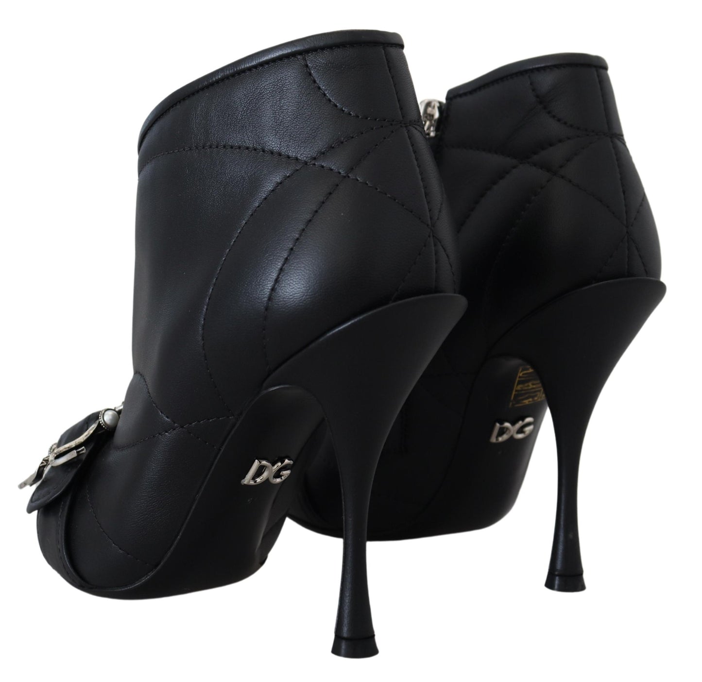 Bottines élégantes en cuir matelassé noir Dolce & Gabbana
