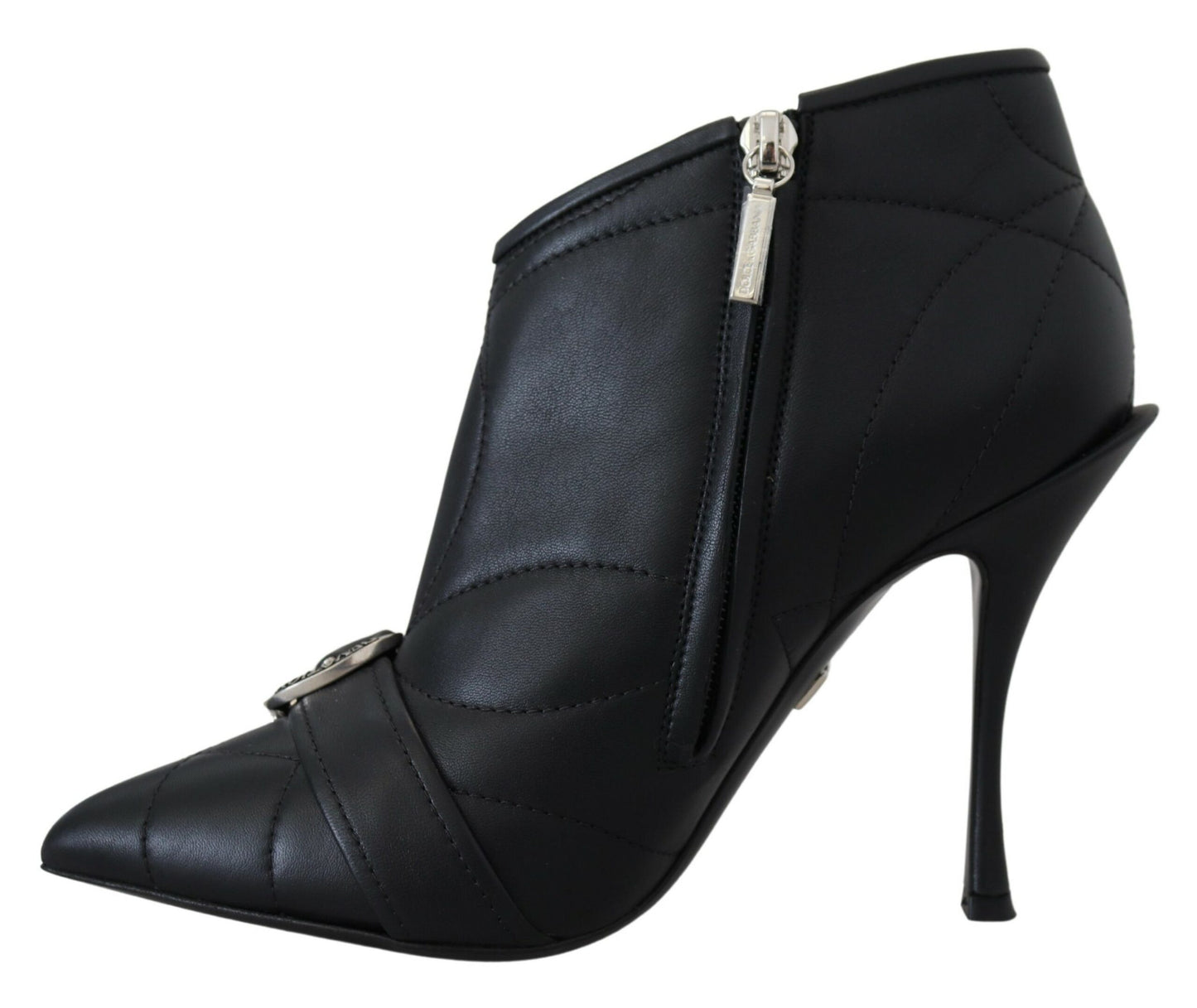 Bottines élégantes en cuir matelassé noir Dolce & Gabbana
