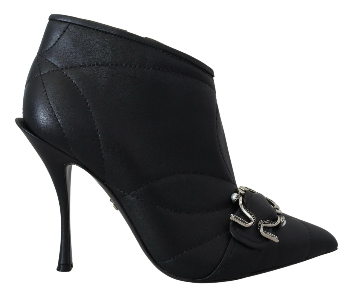 Bottines élégantes en cuir matelassé noir Dolce & Gabbana