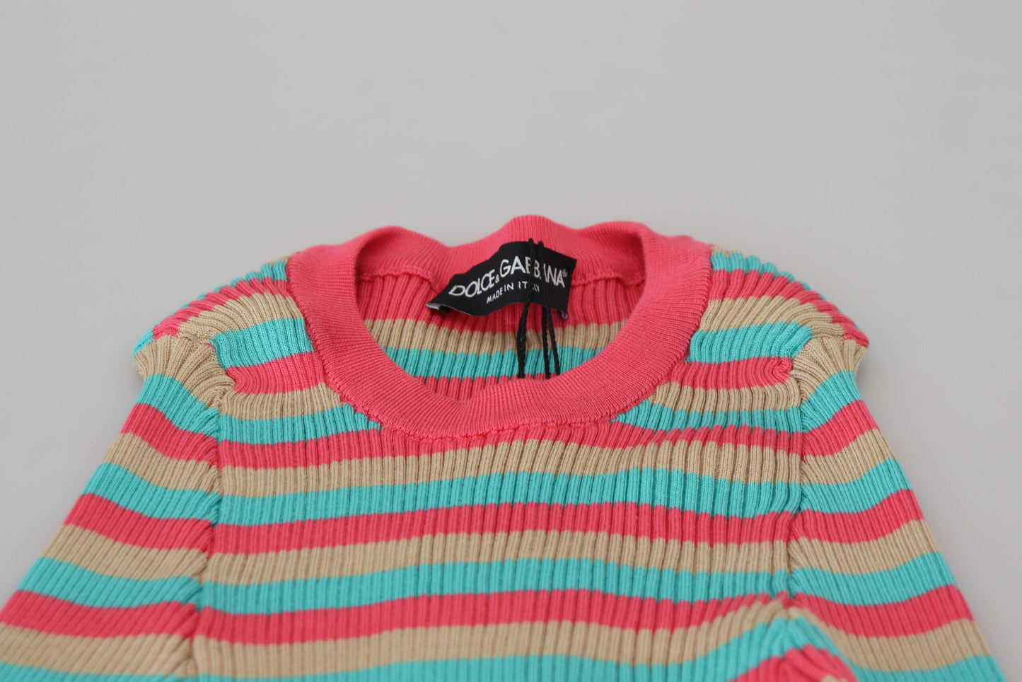 Dolce & Gabbana Multicolor Crewneck Pullover Silk Sweater by Dolce & Gabbana