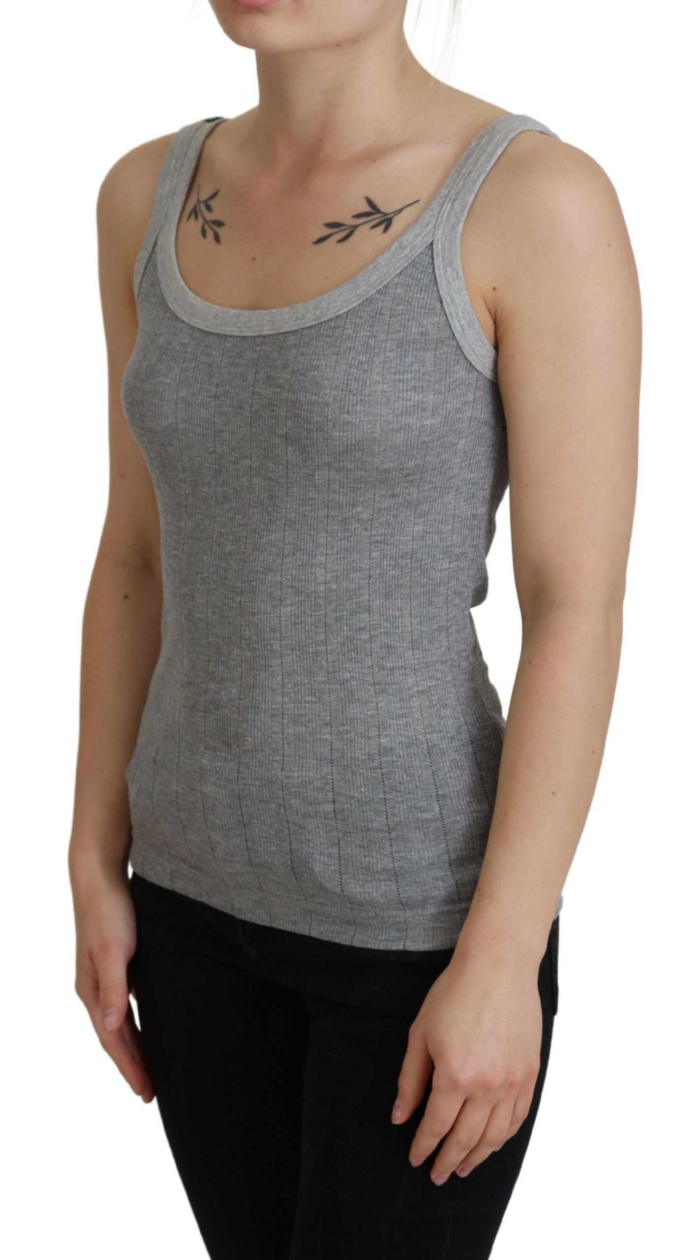 Dolce & Gabbana Chic Haut sans manches gris en modal et coton