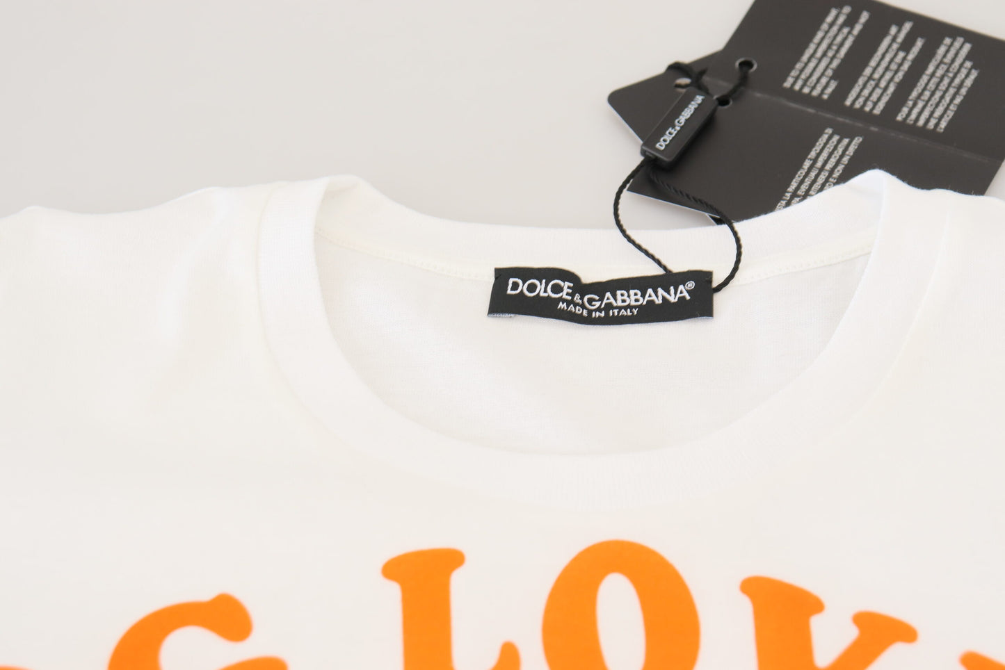 Dolce & Gabbana T-shirt blanc élégant à col rond avec imprimé coloré