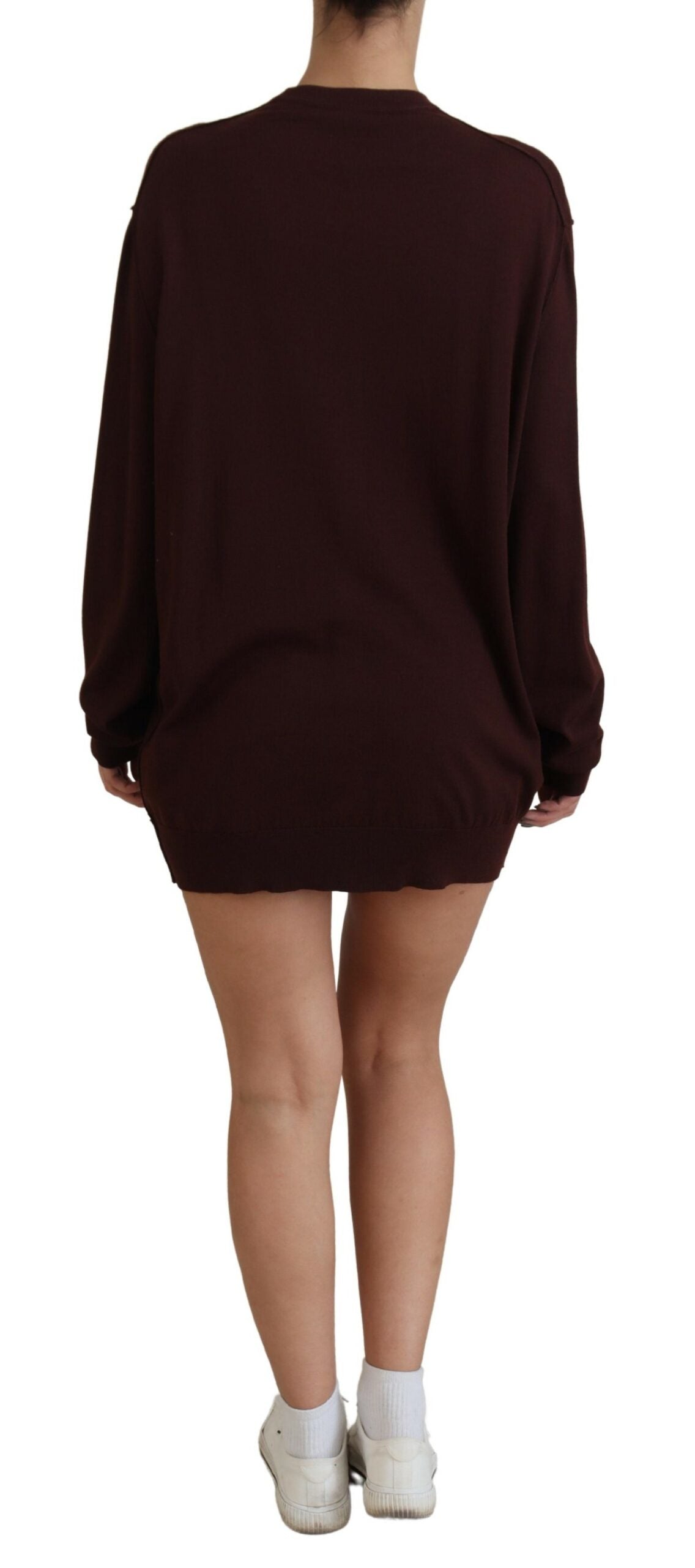 Dolce & Gabbana Maroon Wool Knit Deep V-neck Cardigan Sweater by Dolce & Gabbana