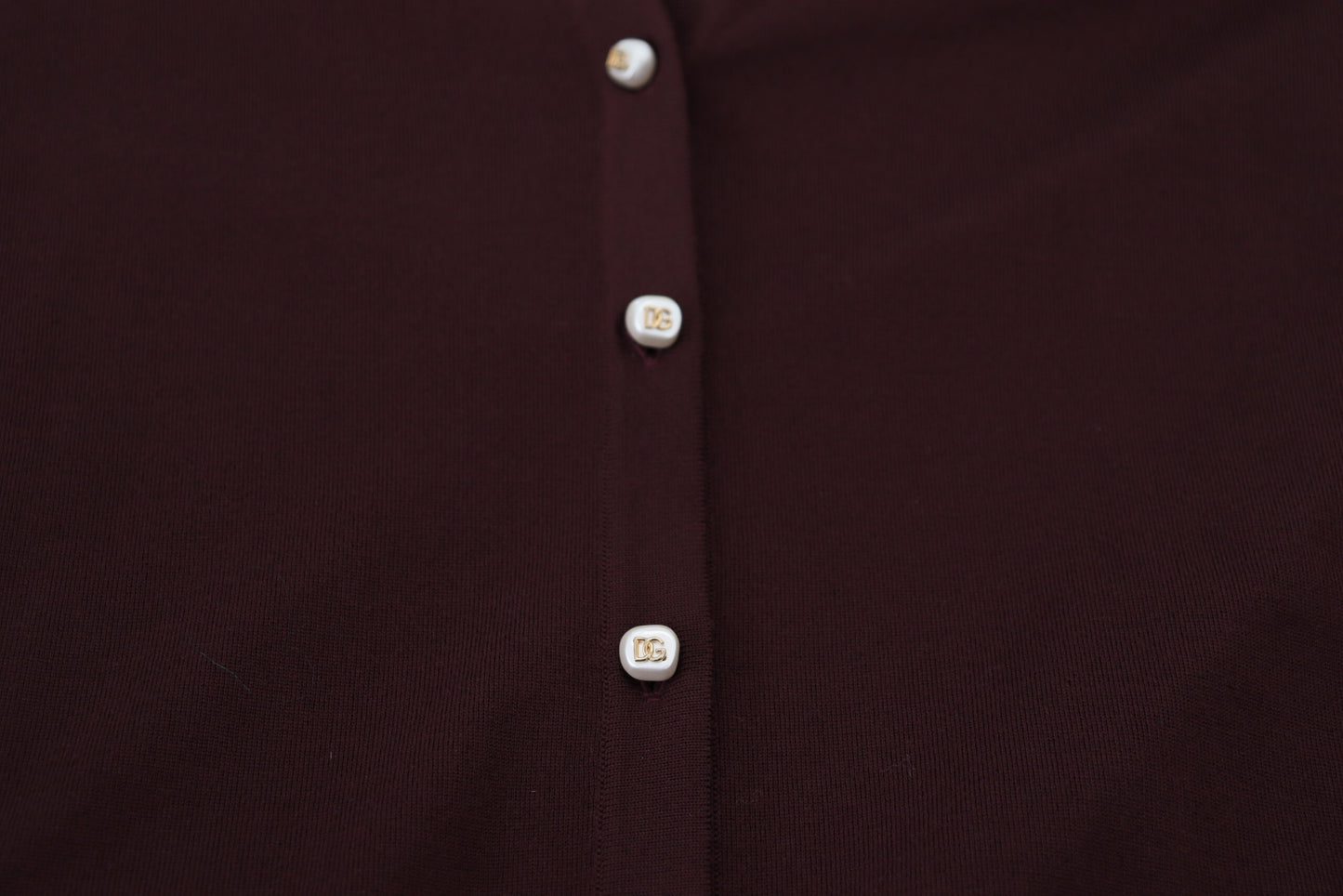 Dolce & Gabbana Maroon Wool Knit Deep V-neck Cardigan Sweater by Dolce & Gabbana