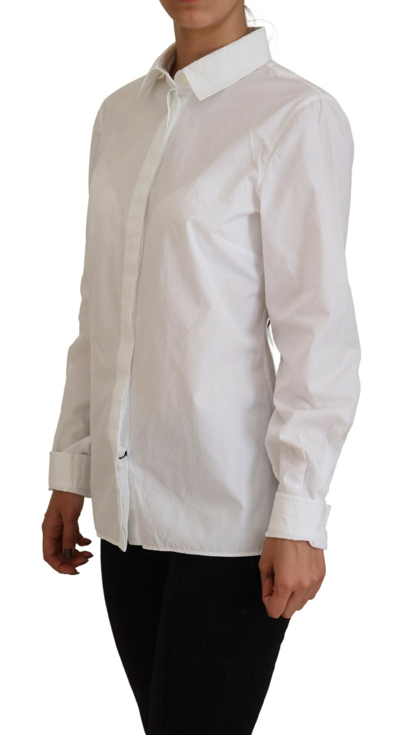 Dolce & Gabbana Élégant haut boutonné en coton blanc