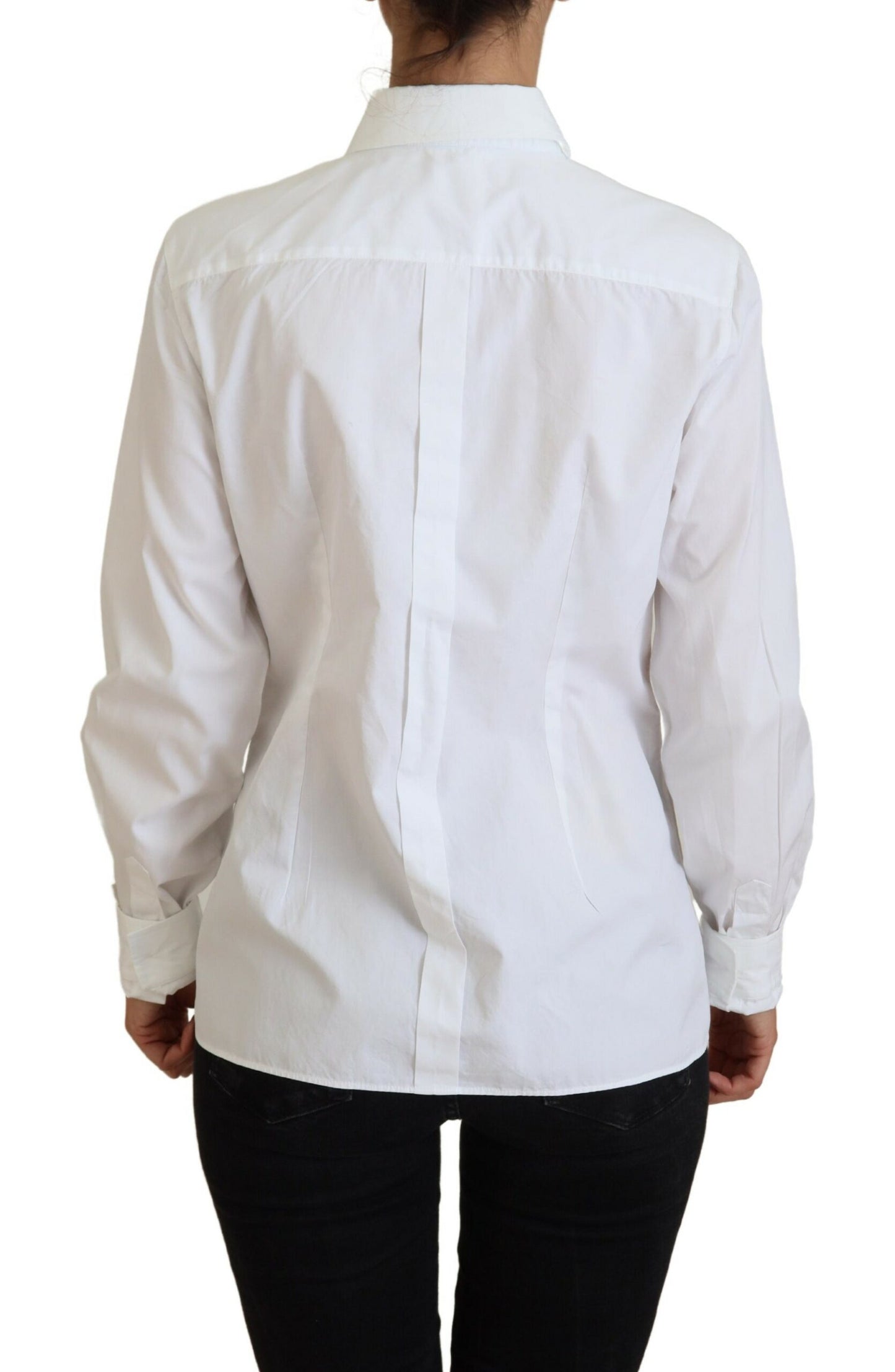 Dolce & Gabbana Élégant haut boutonné en coton blanc