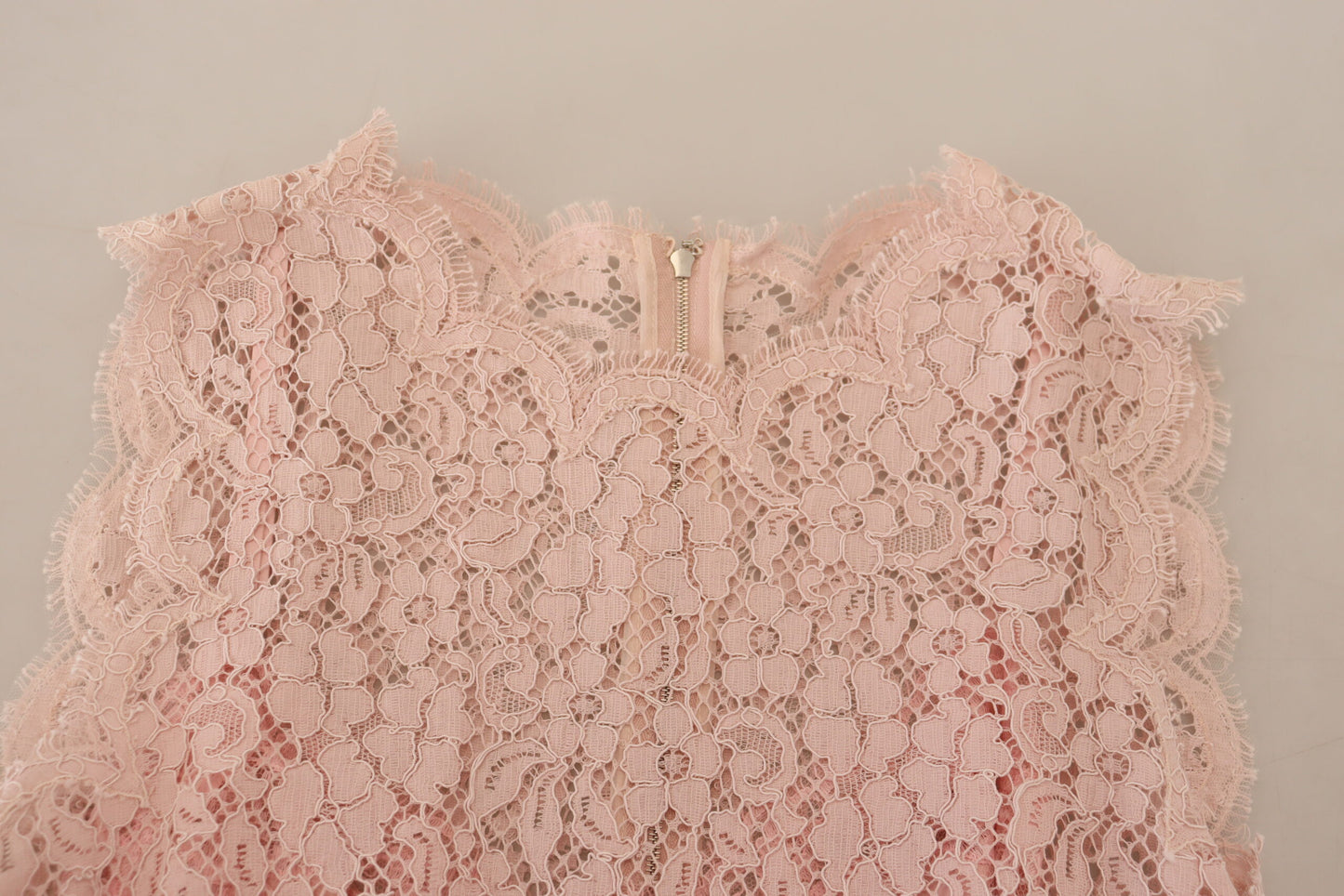 Dolce & Gabbana - Chemisier élégant sans manches en dentelle transparente rose