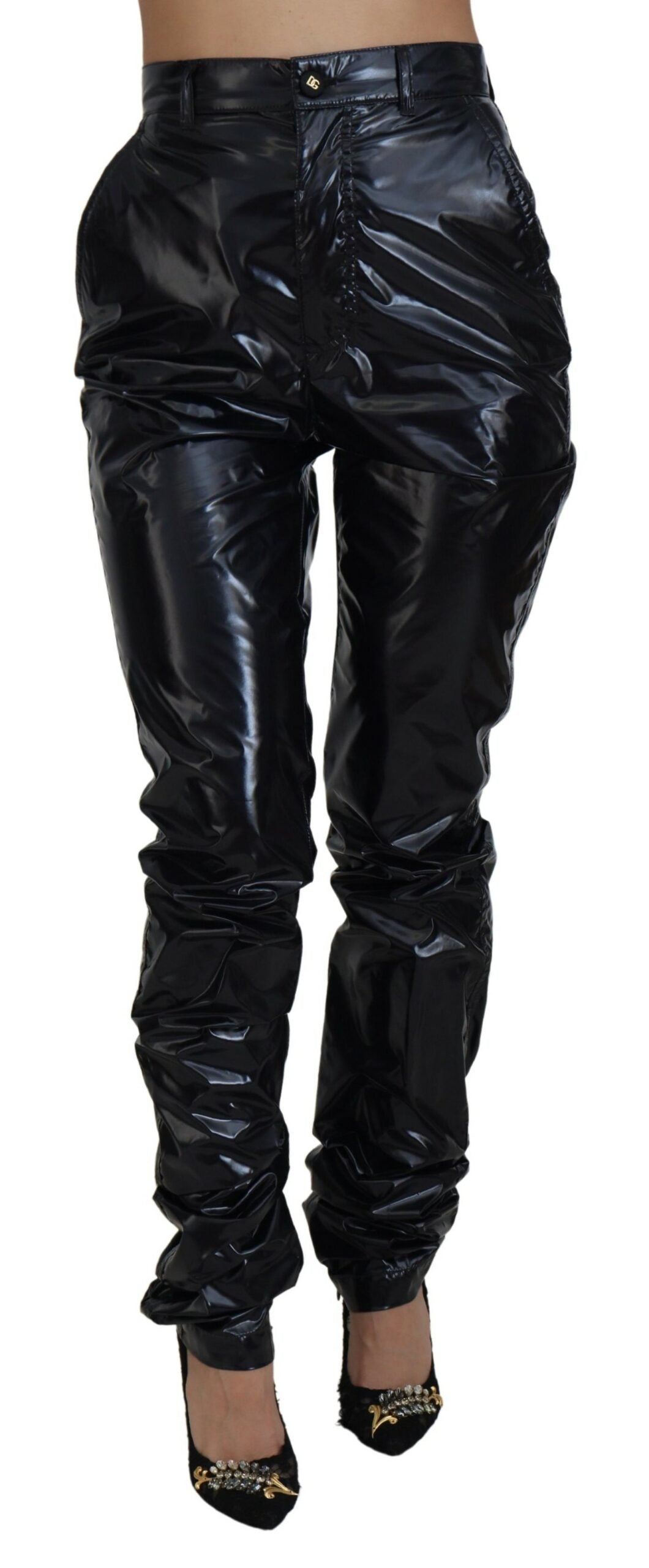 Dolce & Gabbana Black Nylon High Waist Skinny Pants by Dolce & Gabbana