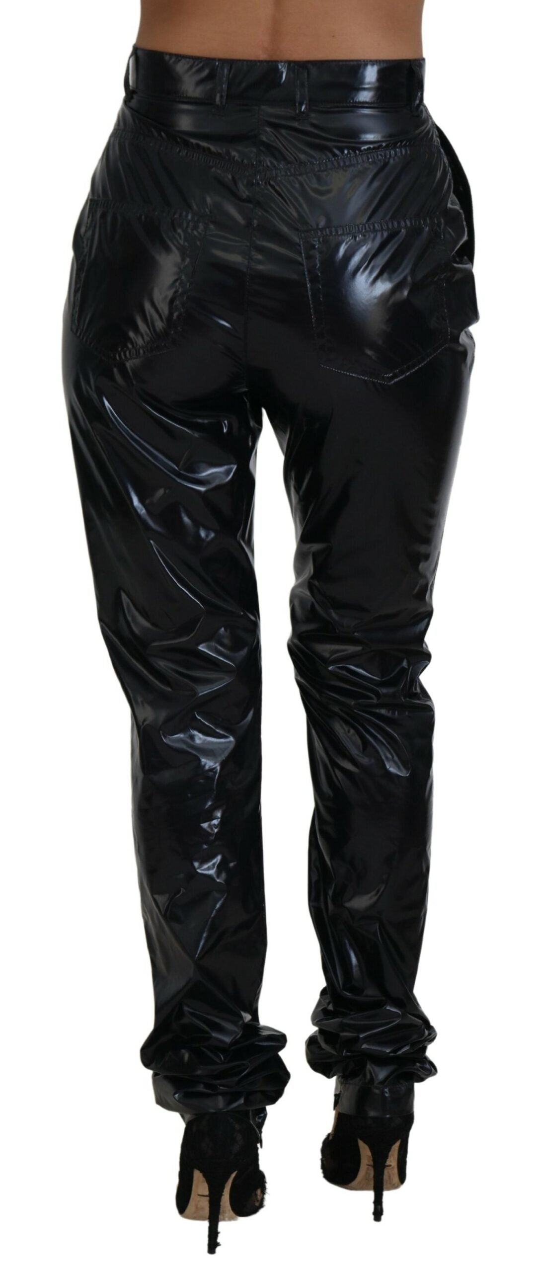Dolce & Gabbana Black Nylon High Waist Skinny Pants by Dolce & Gabbana