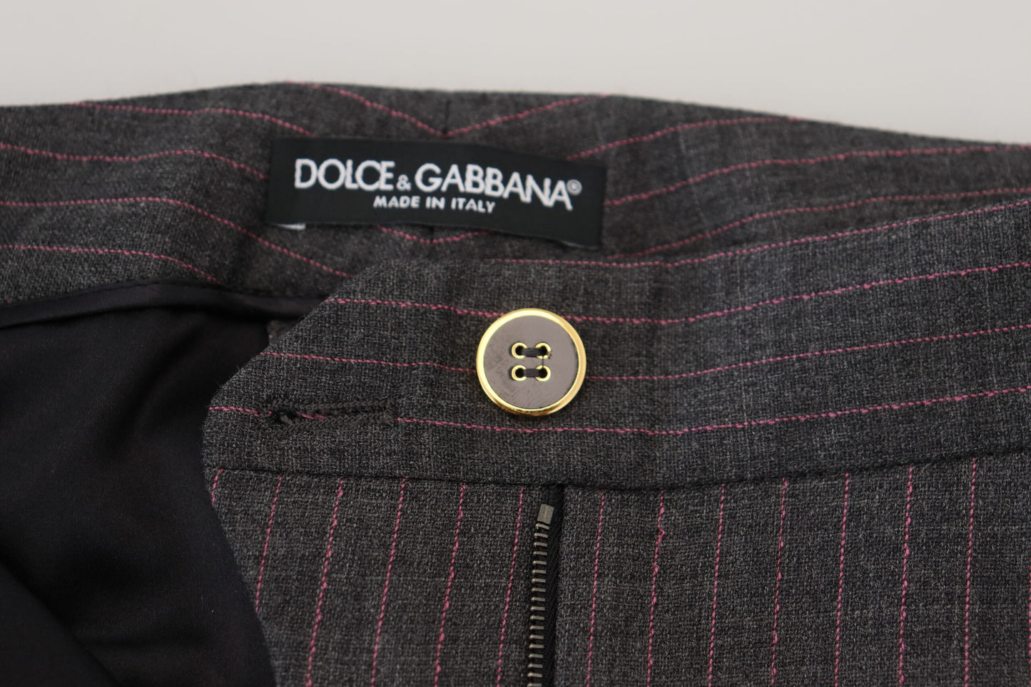 Dolce & Gabbana Gray Stripes Wool Tapered Women Pants by Dolce & Gabbana