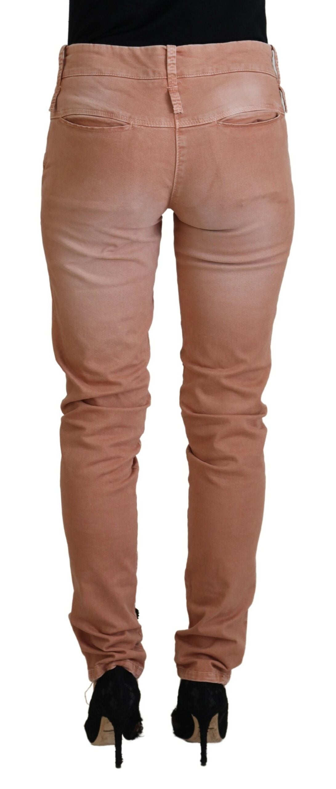 Eight Pink Mid Waist Slim Fit Women Casual Pants