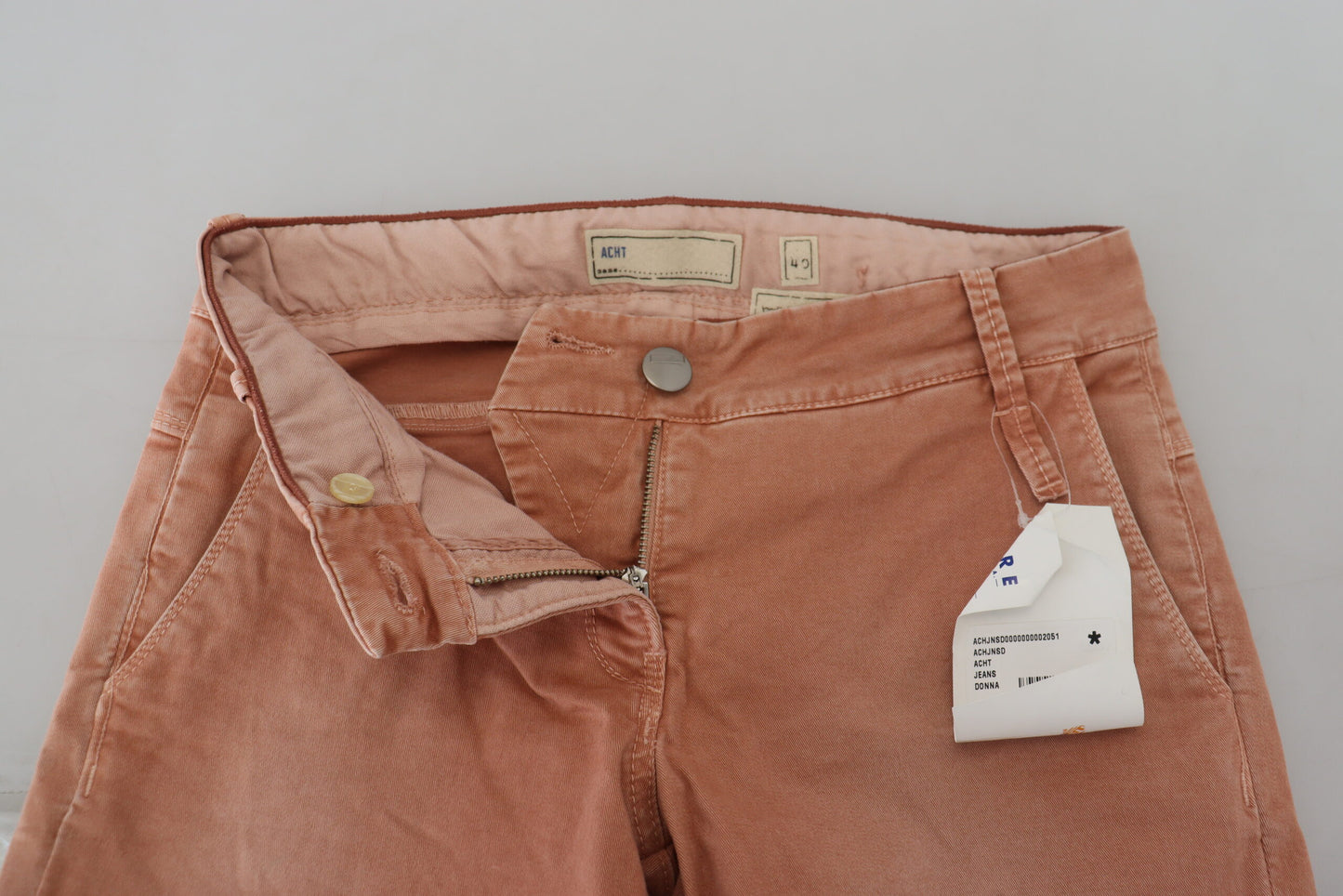 Eight Pink Mid Waist Slim Fit Women Casual Pants