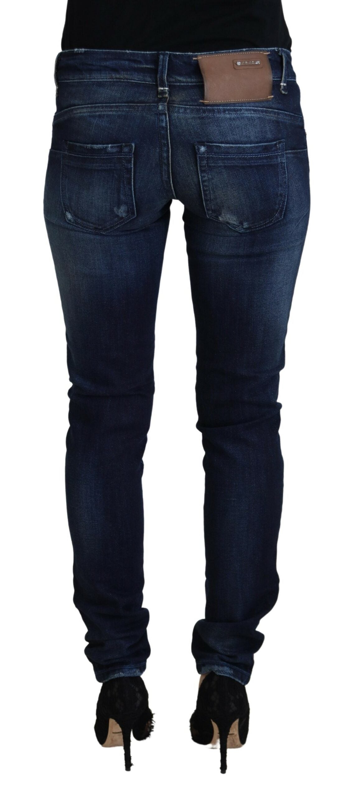 Eight Blue Cotton Low Waist Slim Fit Women Casual Denim Jeans