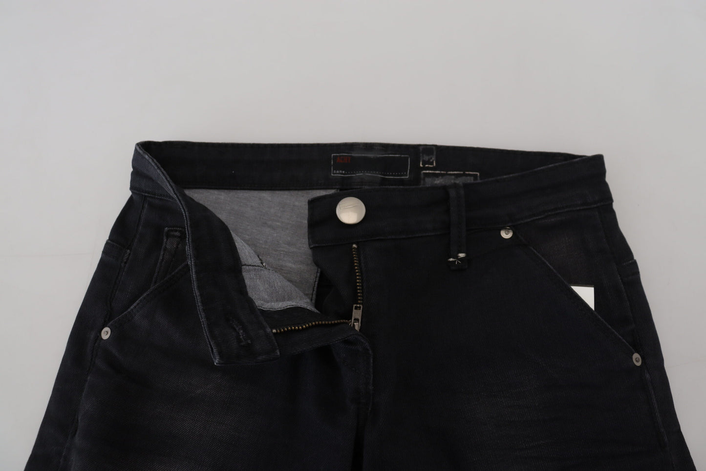 Huit jeans skinny taille basse délavés noirs élégants