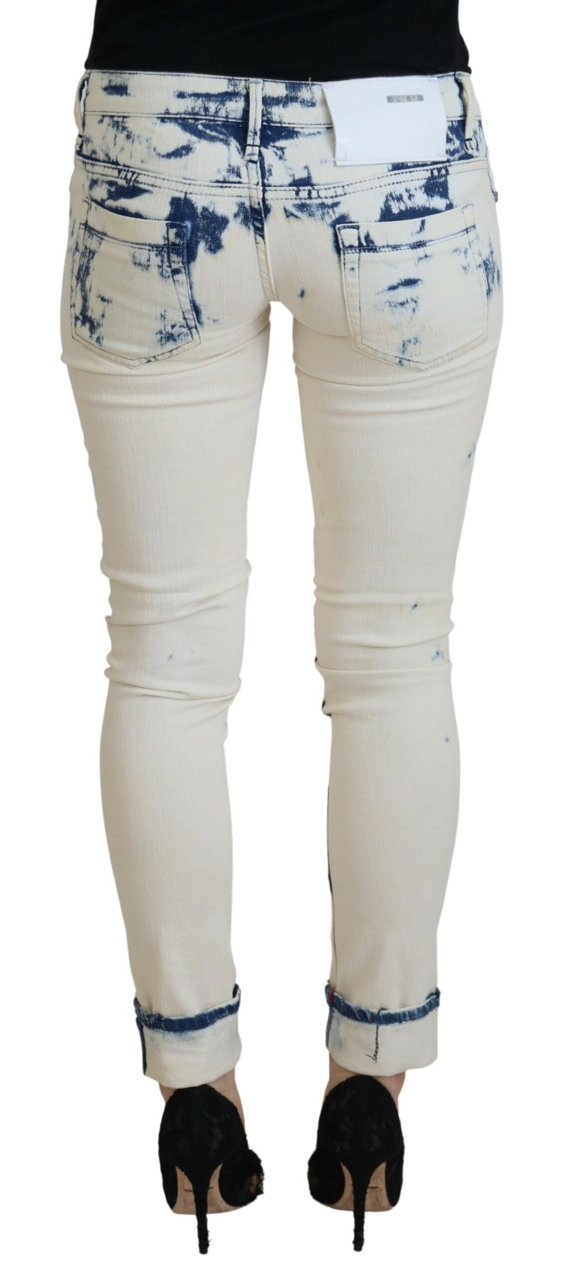 Eight White Blue Cotton Skinny Women Tattered Denim Jeans