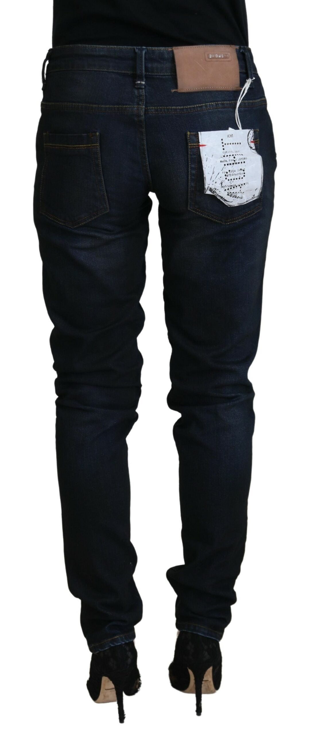 Eight Blue Cotton Skinny Low Waist Women Casual Denim Jeans