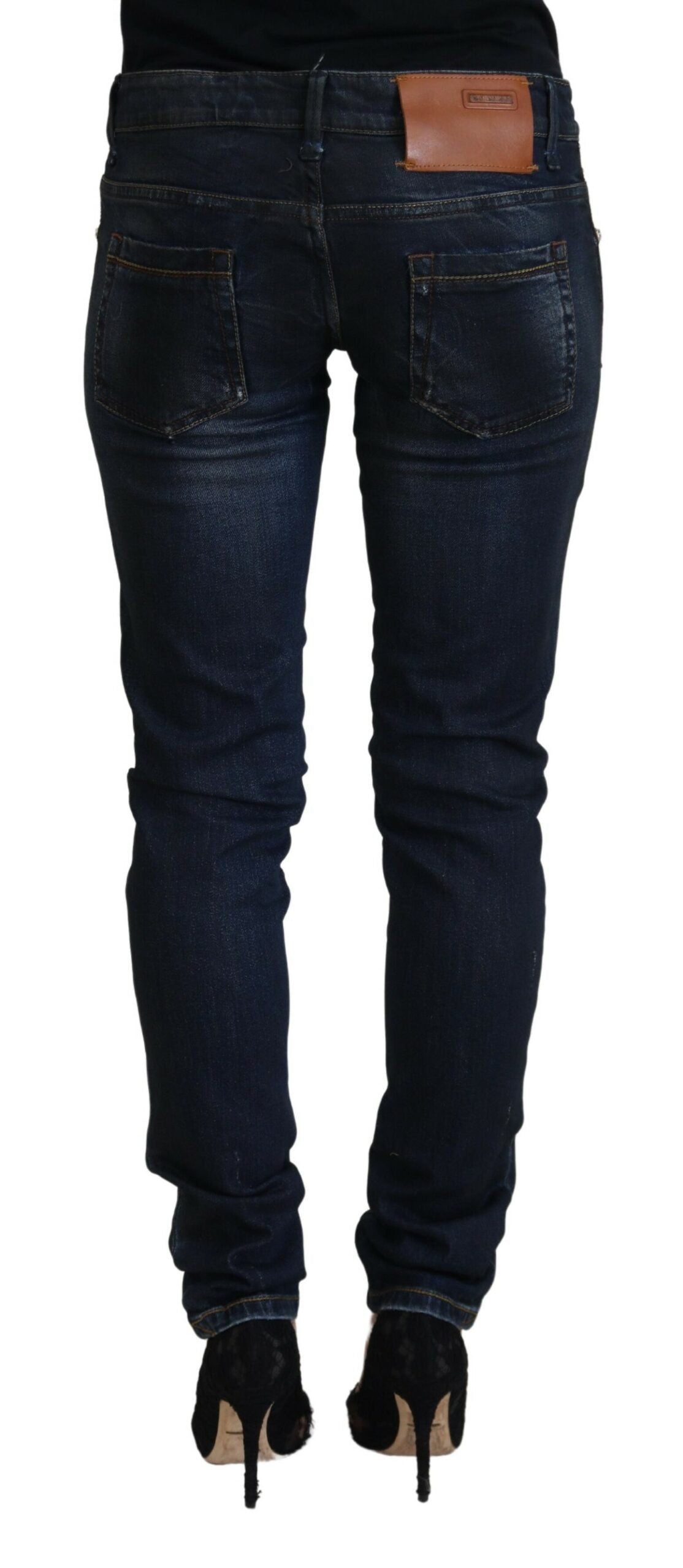 Eight Blue Cotton Low Waist Slim Fit Women Casual Jeans