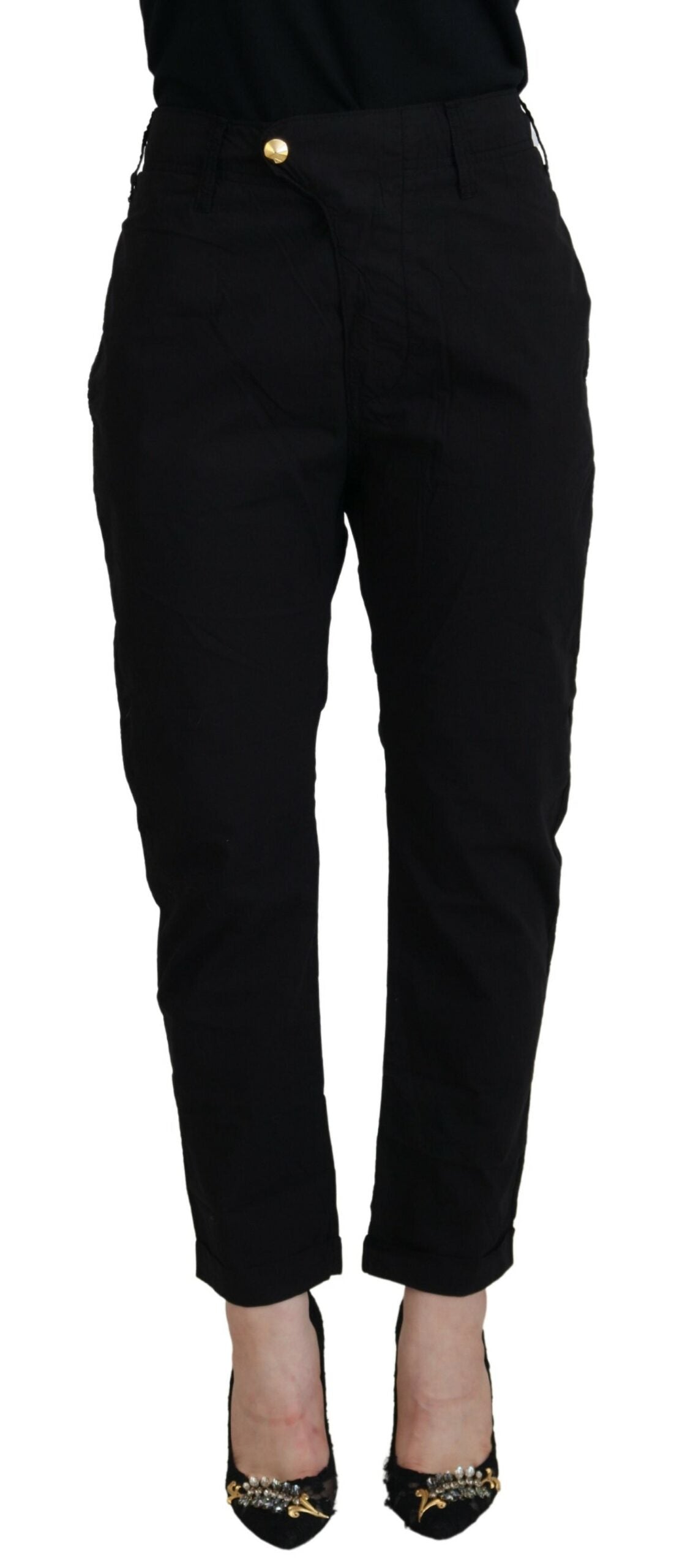 CYCLE Black Cotton Baggy High Waist Women Pants by CYCLE