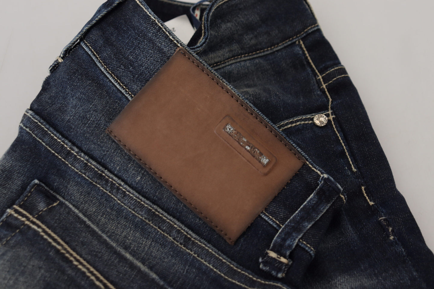 Jean skinny taille basse bleu délavé Eight Chic