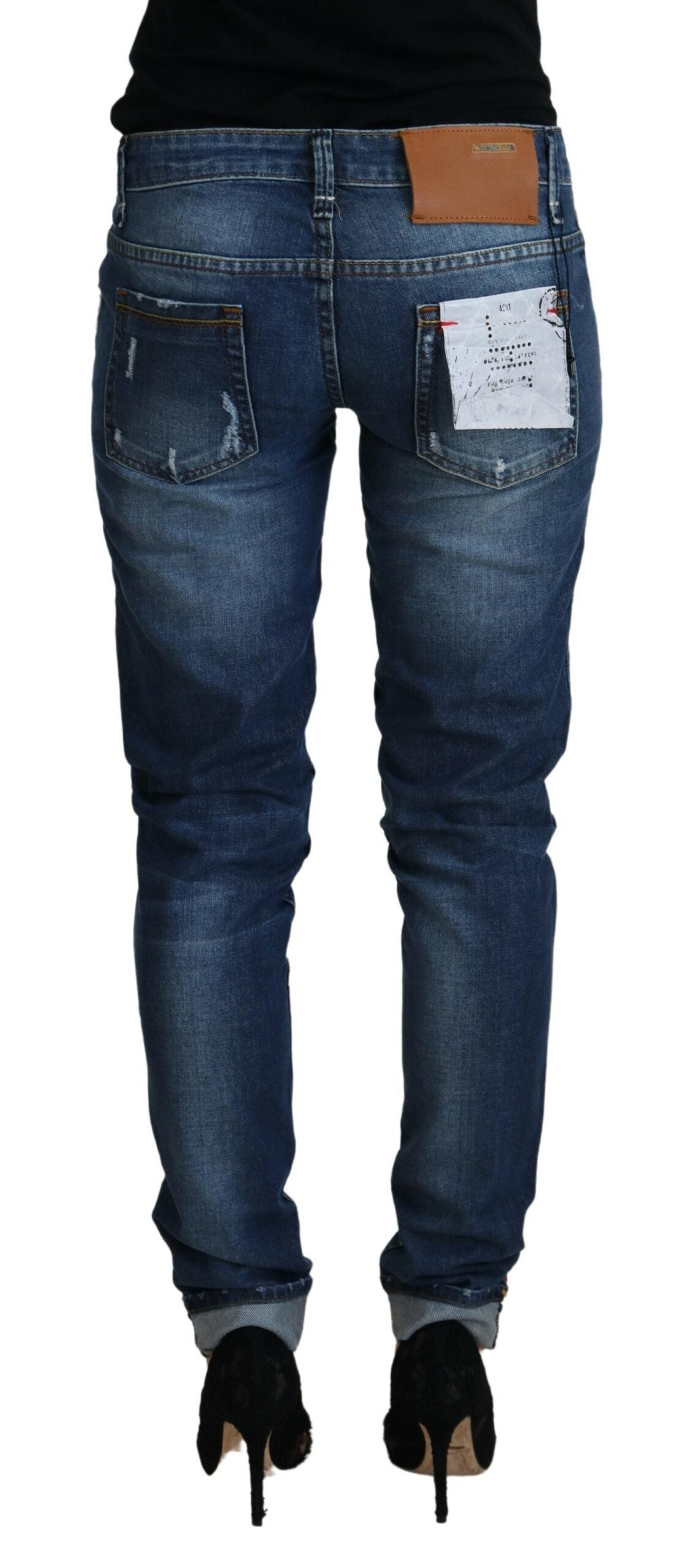 Huit jeans skinny taille basse bleu délavé élégants