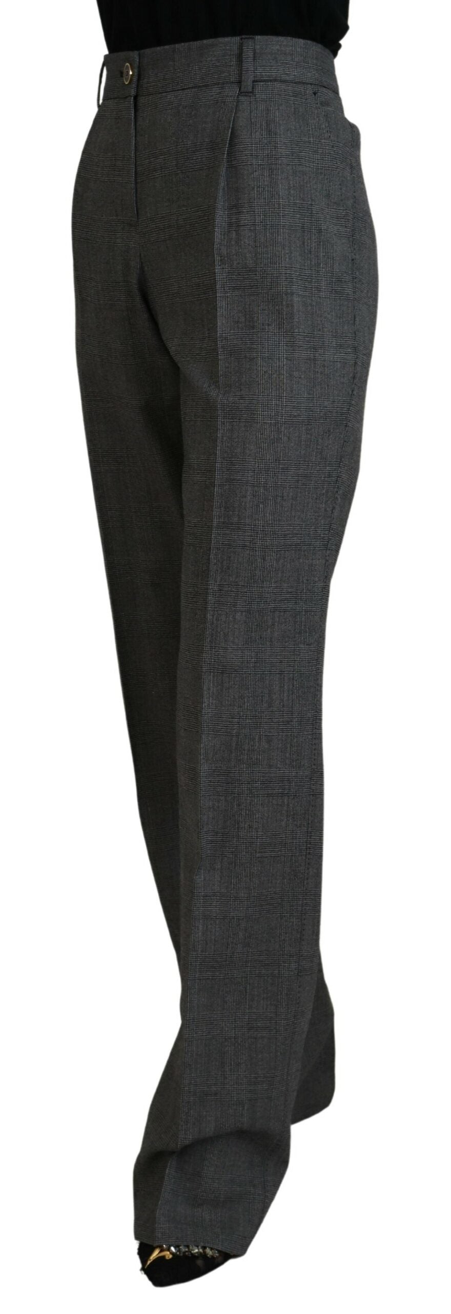 Dolce & Gabbana Gray High Waist Women Wool Pants by Dolce & Gabbana